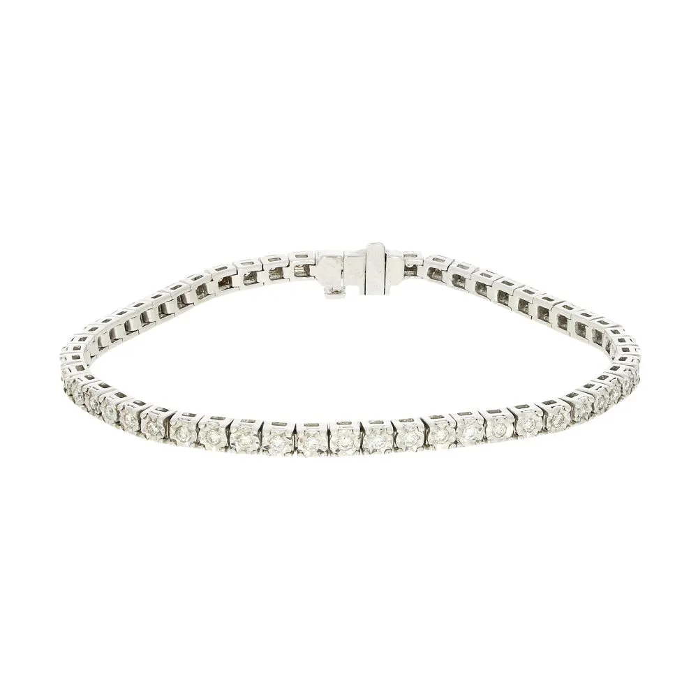 9ct White Gold 1.00cts Brilliant Cut Diamond Line Tennis Bracelet 
