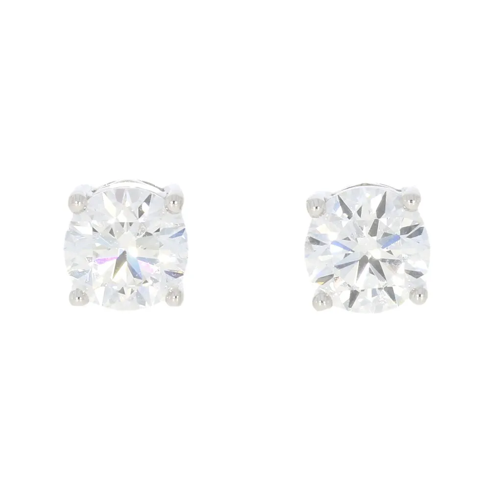 9ct White Gold 2.00cts Lab Grown Diamonds Solitaire Stud Earrings 