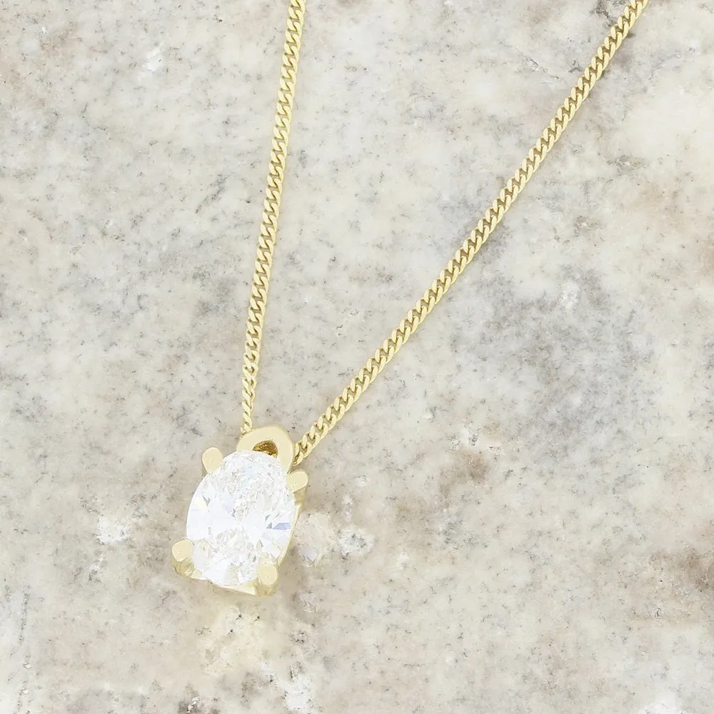 9ct Yellow Gold 2.02cts Oval Cut Lab Grown Diamond Pendant