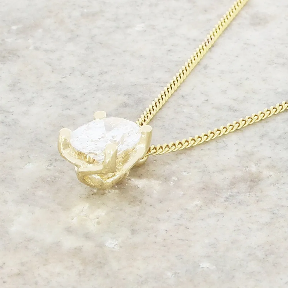 9ct Yellow Gold 2.02cts Oval Cut Lab Grown Diamond Pendant