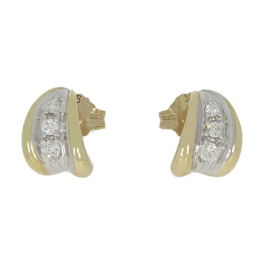 9ct Yellow Gold Diamond Stud Earrings 