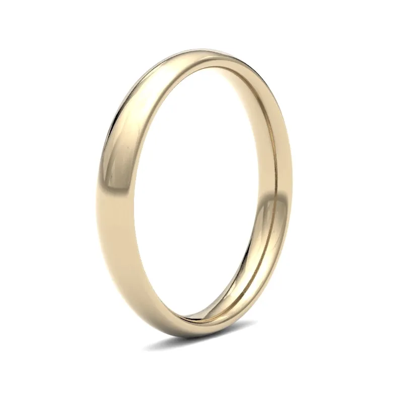 9ct Yellow Gold Traditional Court 3.0mm Medium Weight Polished Ladies Wedding Ring 