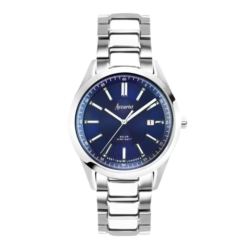 Accurist Everyday Blue Dial Solar Mens Watch 74019 