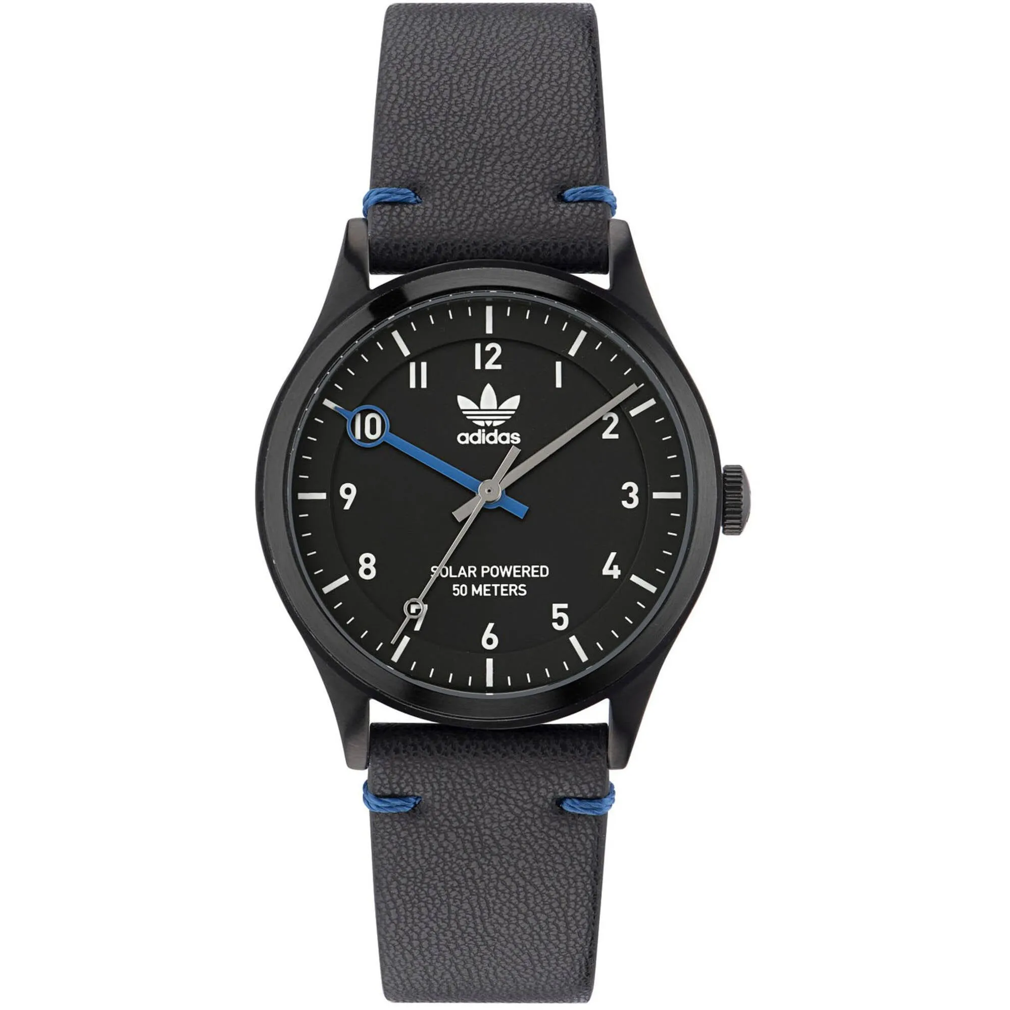 Adidas Men's Watch - Originals Solar Powered Black Genuine Leather Strap | AOST23046 