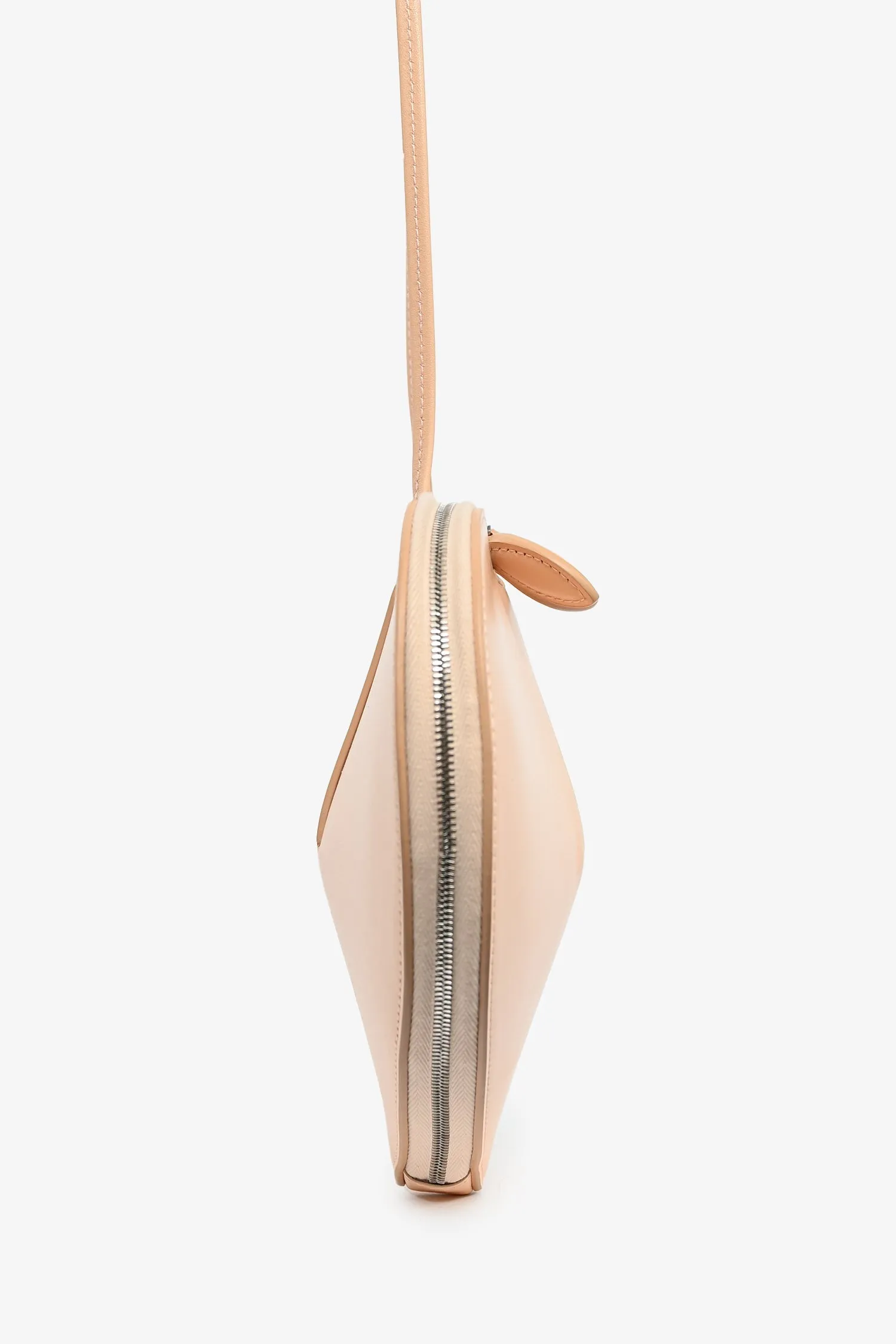 Alaia Peach Nude Leather Heart Crossbody Bag