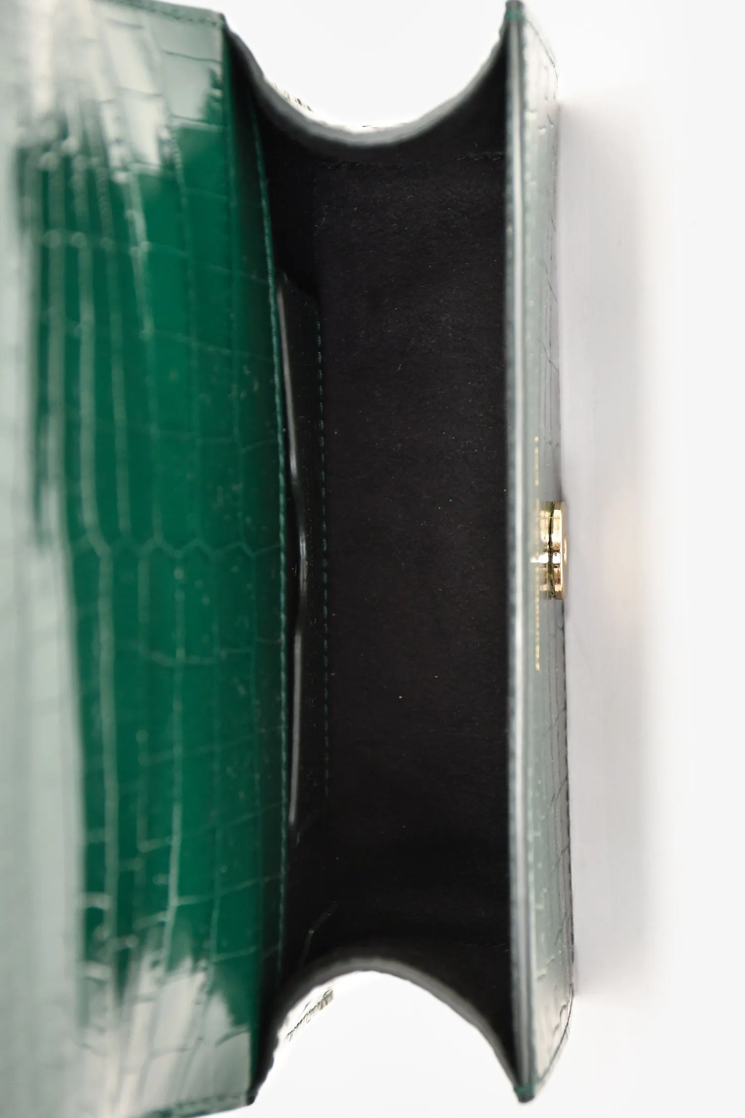 Alexander McQueen Green Croc Embossed Knuckle Crossbody