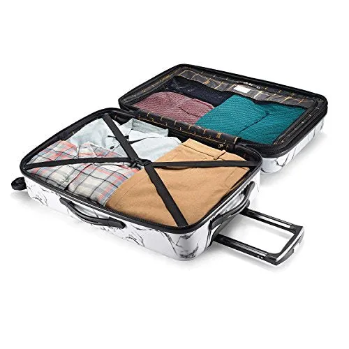 American Tourister Moonlight Hardside Expandable Luggage with Spinner Wheels, Marble, 2-Piece Set (21/24)