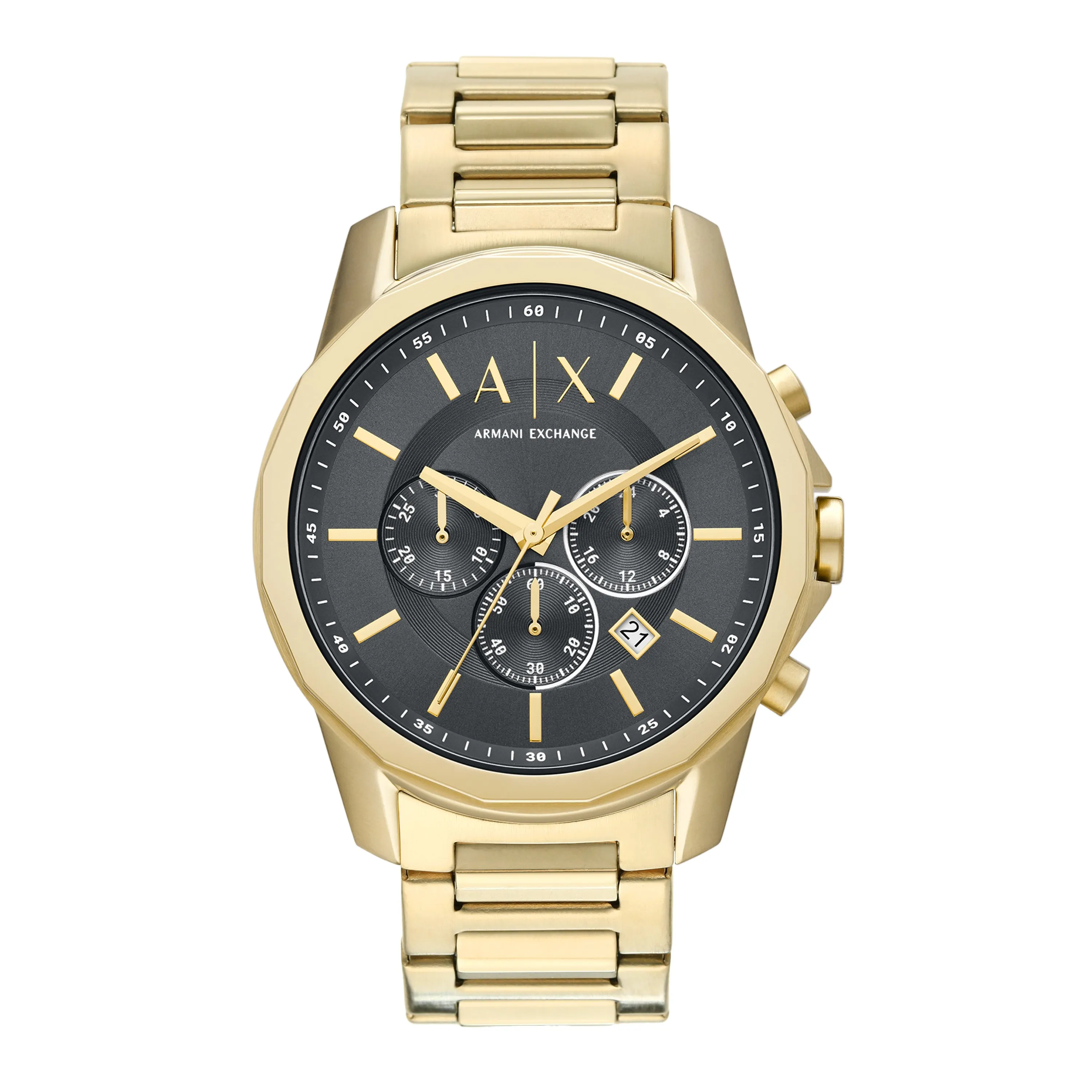 Armani Elegant Gold Watch with Black Dial and Chronograph AX1721 