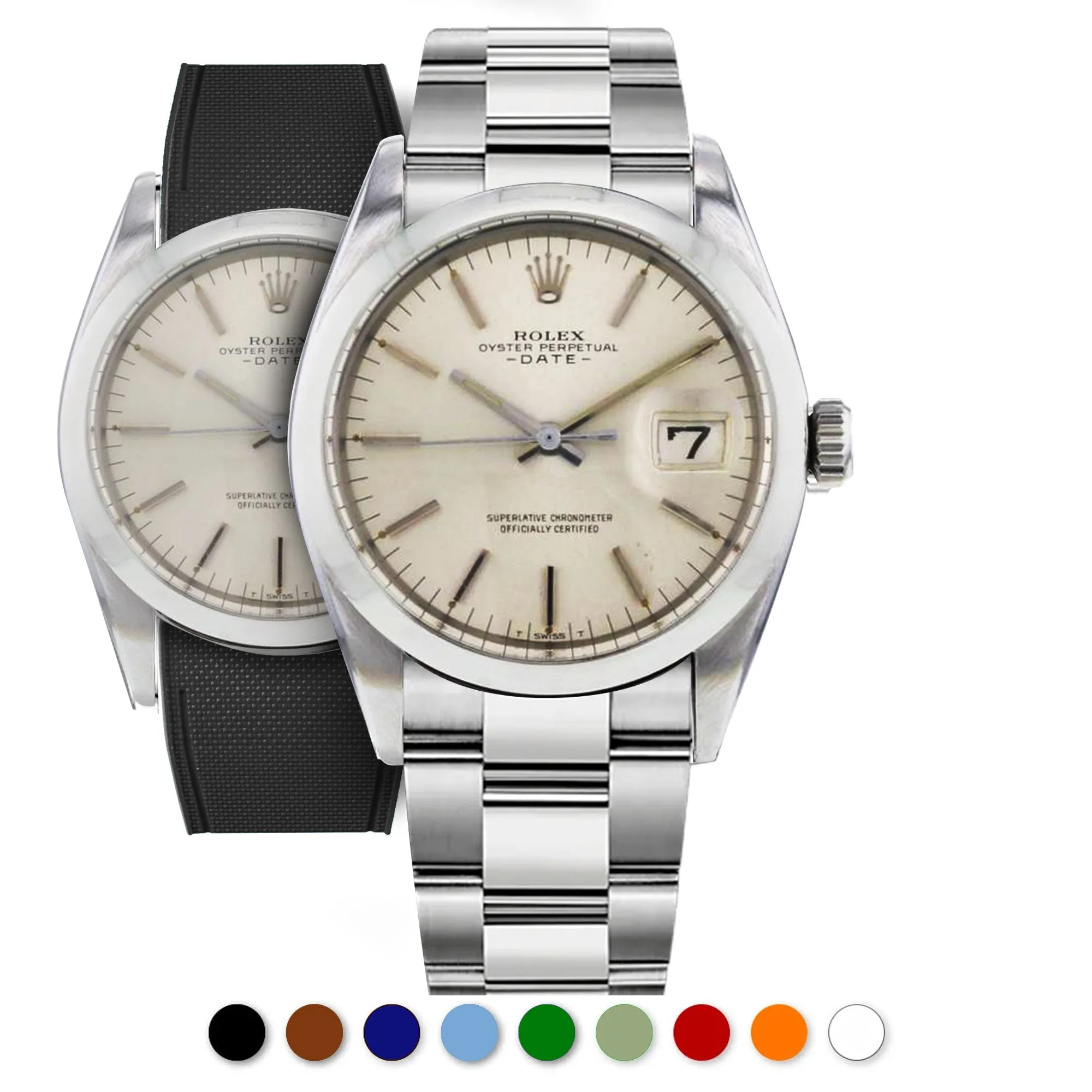 a??Rolex Oyster - R Strap Premium a?? Cordura pattern rubber watch band for Oyster Perpetual Date 35mm