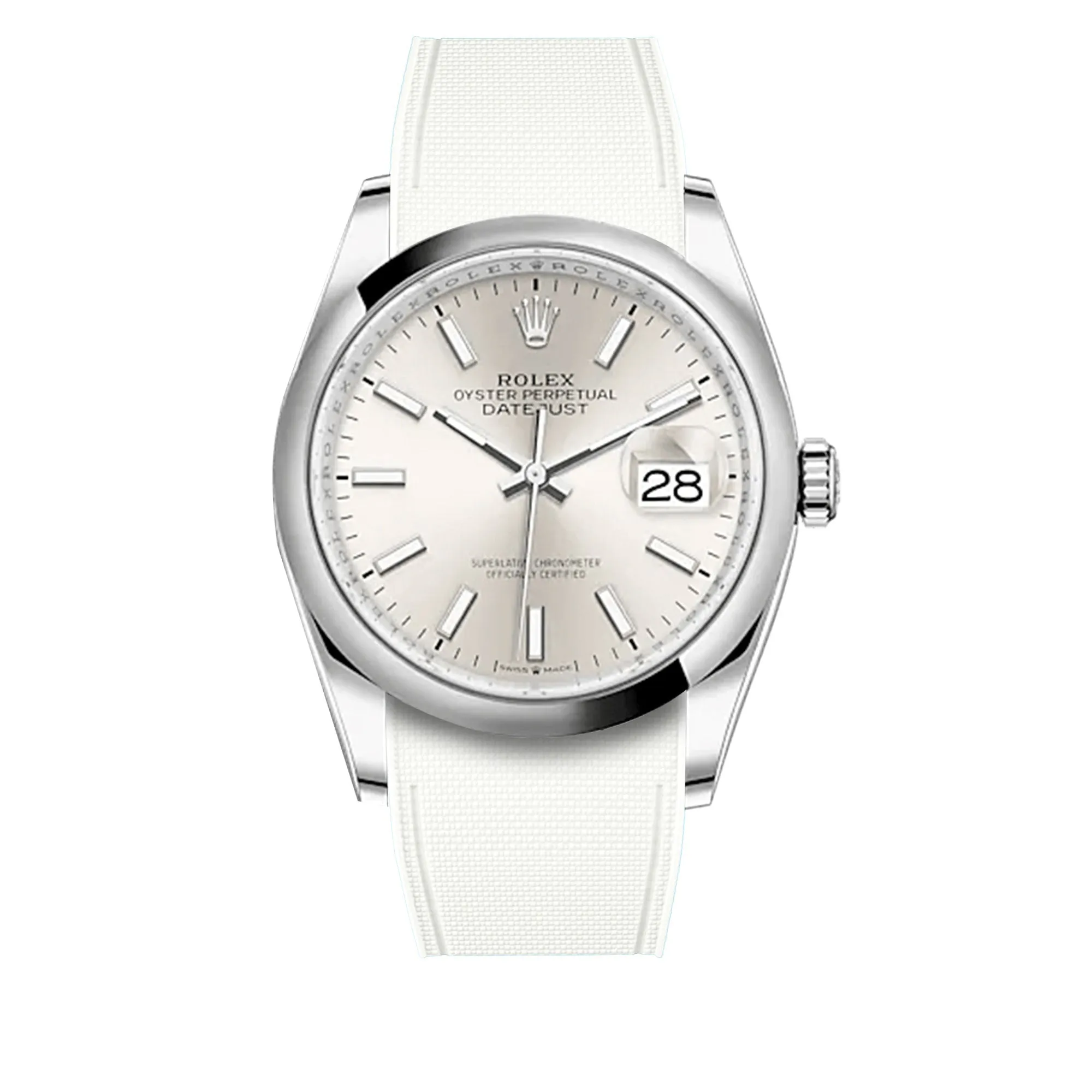 a??Rolex Oyster - R Strap Premium a?? Cordura pattern rubber watch band for Oyster Perpetual Datejust 36mm