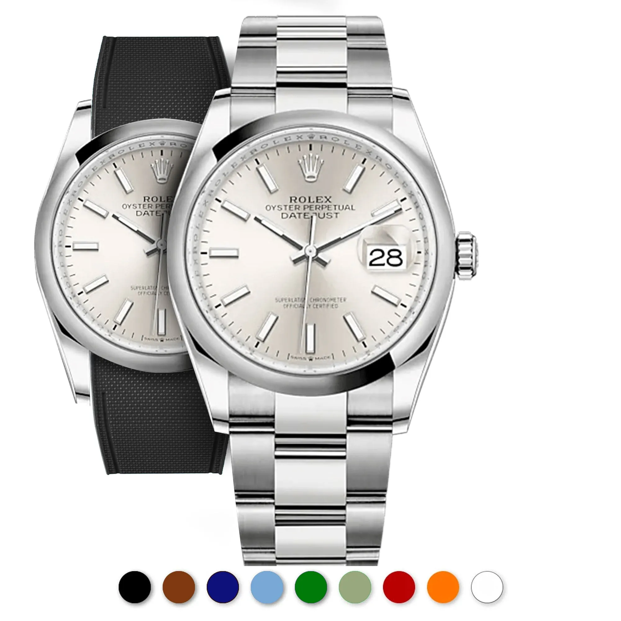 a??Rolex Oyster - R Strap Premium a?? Cordura pattern rubber watch band for Oyster Perpetual Datejust 36mm