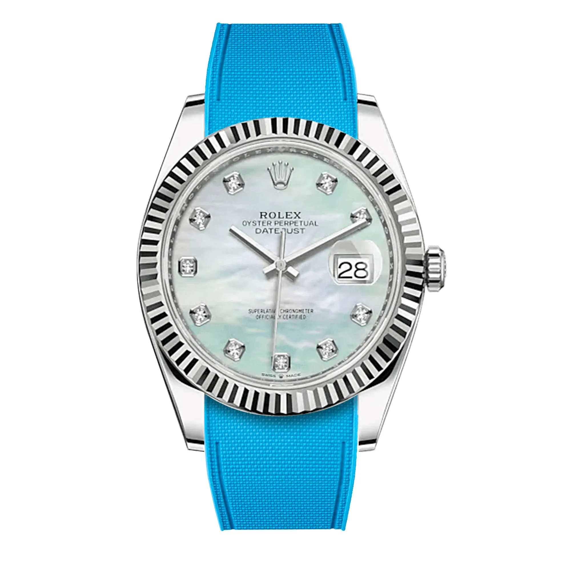 a??Rolex - R Strap Premium a?? Cordura pattern rubber watch band for Datejust 41mm II (pre-2016) & Oyster bracelet