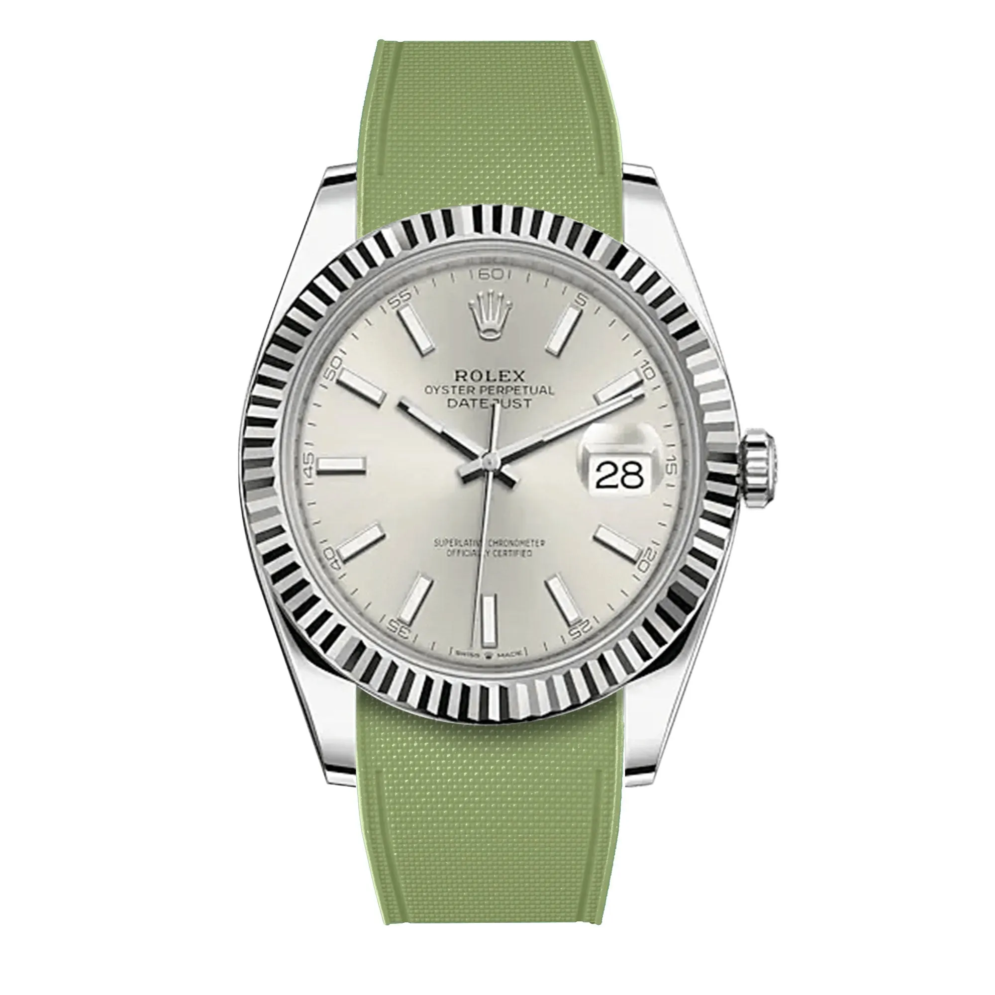 a??Rolex - R Strap Premium a?? Cordura pattern rubber watch band for Datejust 41mm II (pre-2016) & Oyster bracelet