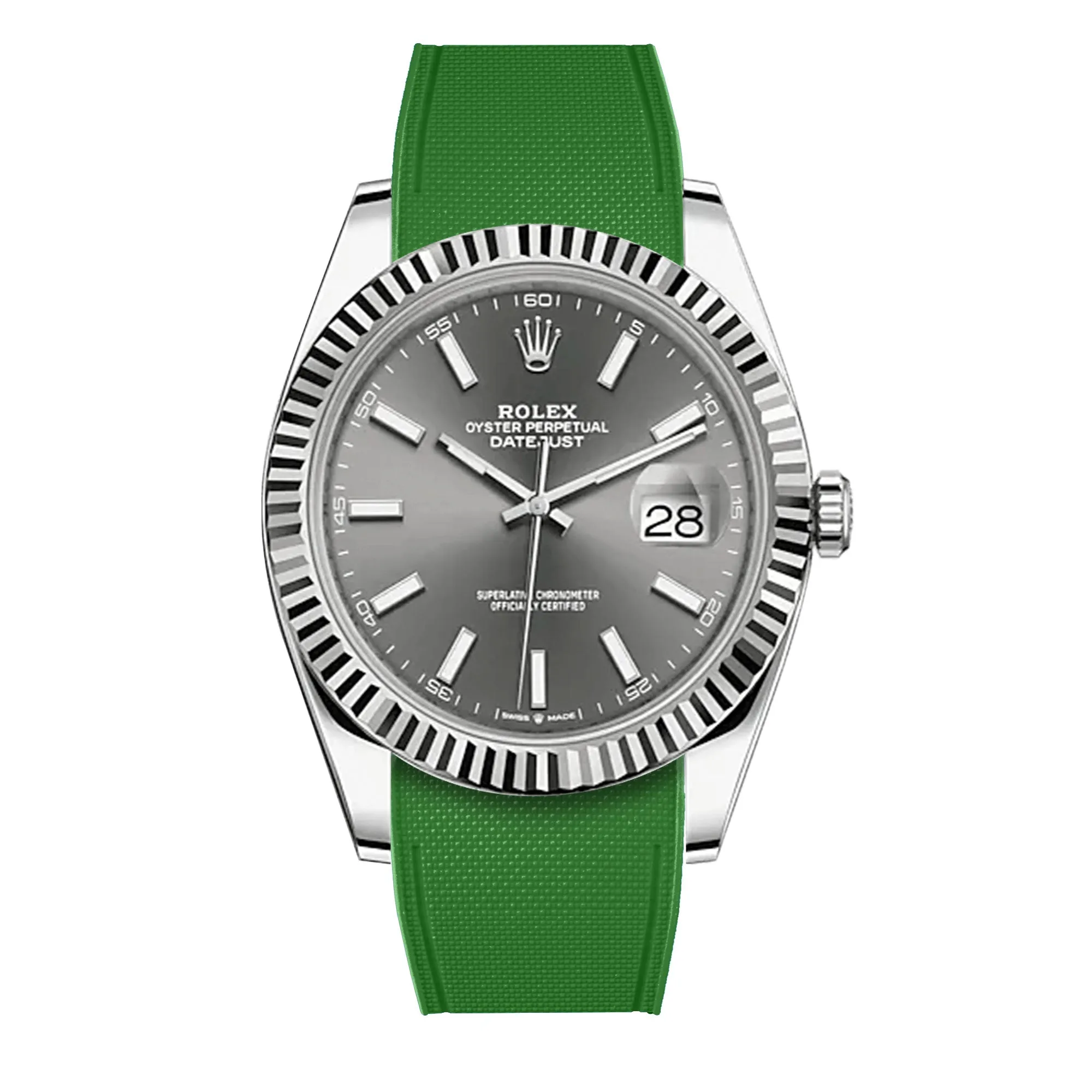 a??Rolex - R Strap Premium a?? Cordura pattern rubber watch band for Datejust 41mm II (pre-2016) & Oyster bracelet