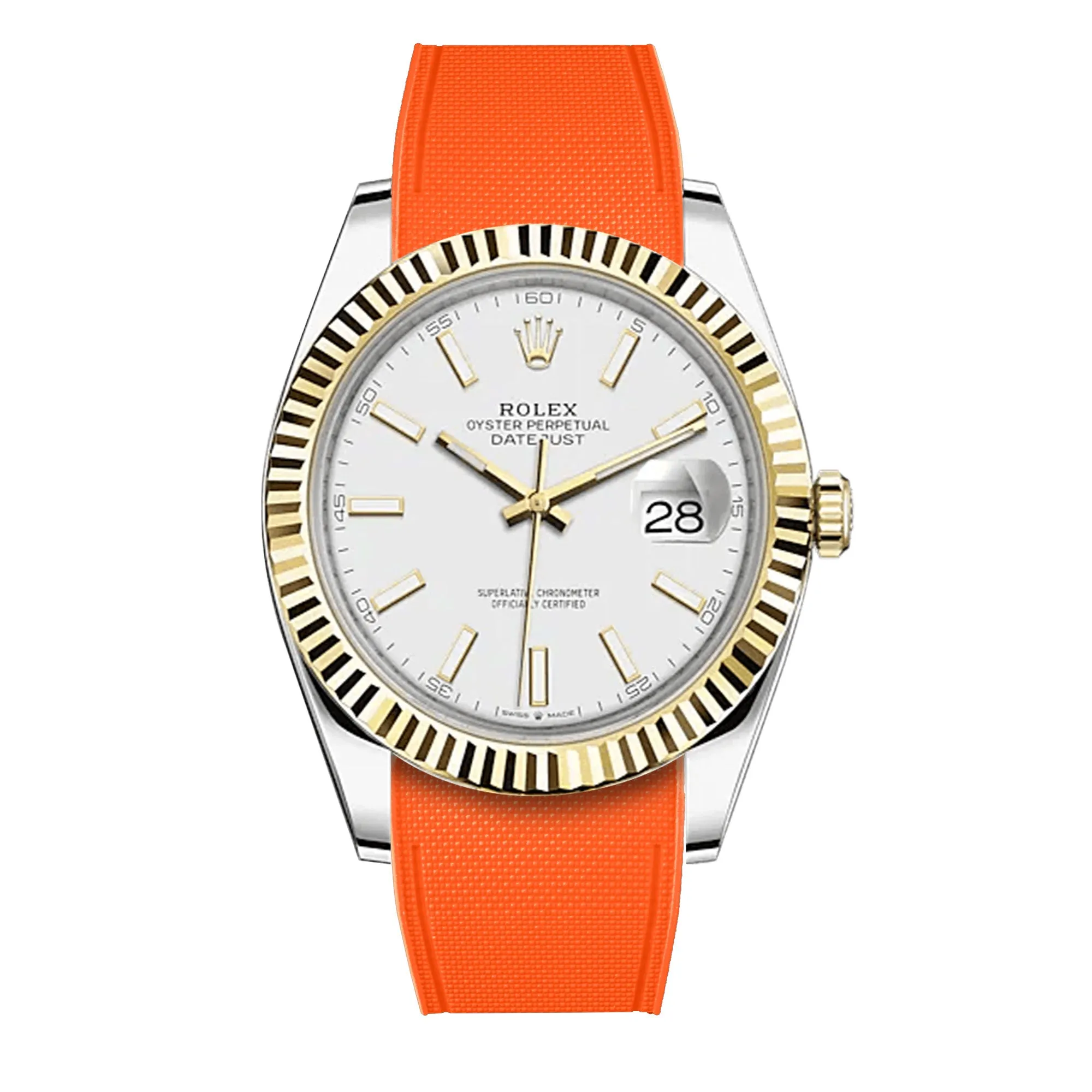 a??Rolex - R Strap Premium a?? Cordura pattern rubber watch band for Datejust 41mm II (pre-2016) & Oyster bracelet