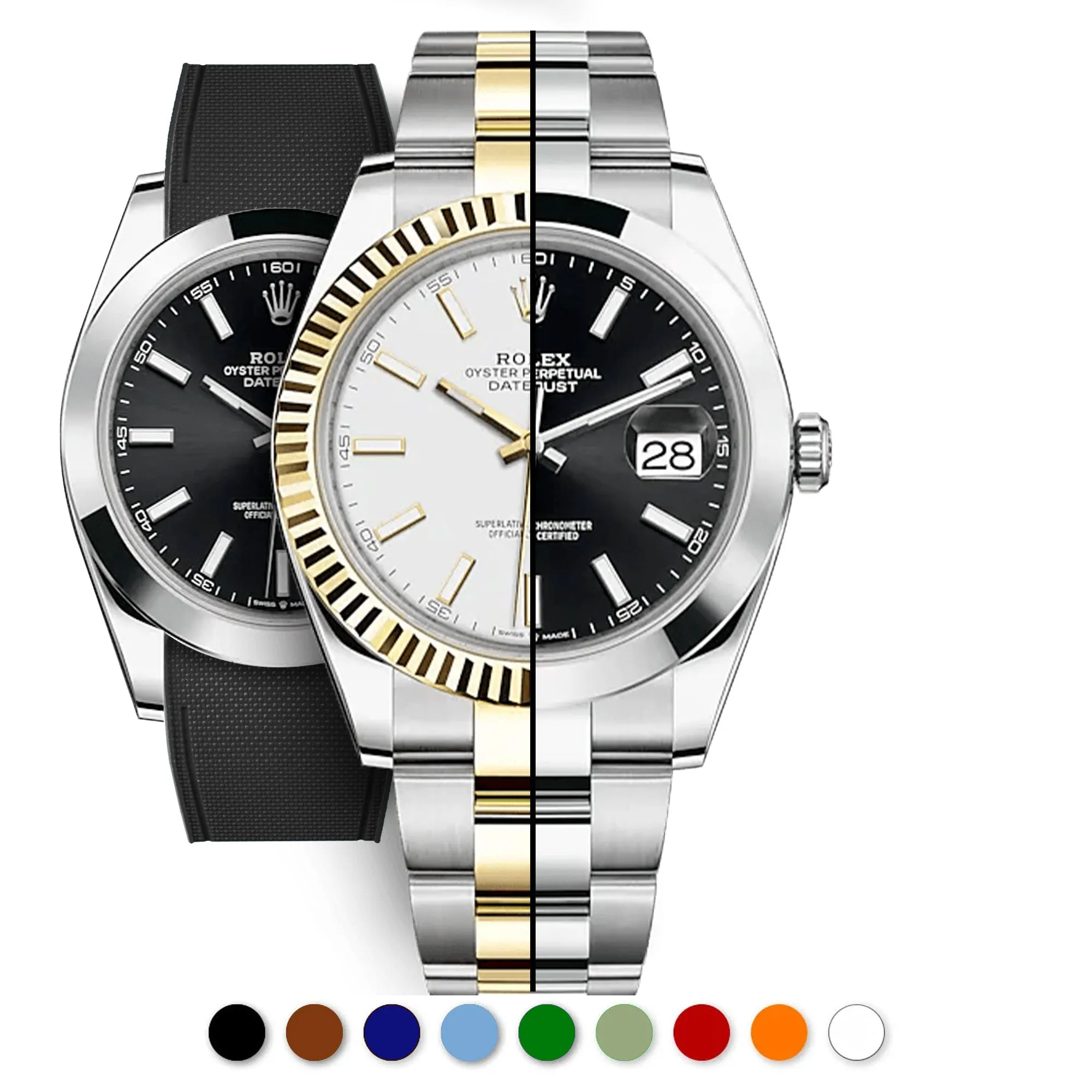 a??Rolex - R Strap Premium a?? Cordura pattern rubber watch band for Datejust 41mm II (pre-2016) & Oyster bracelet