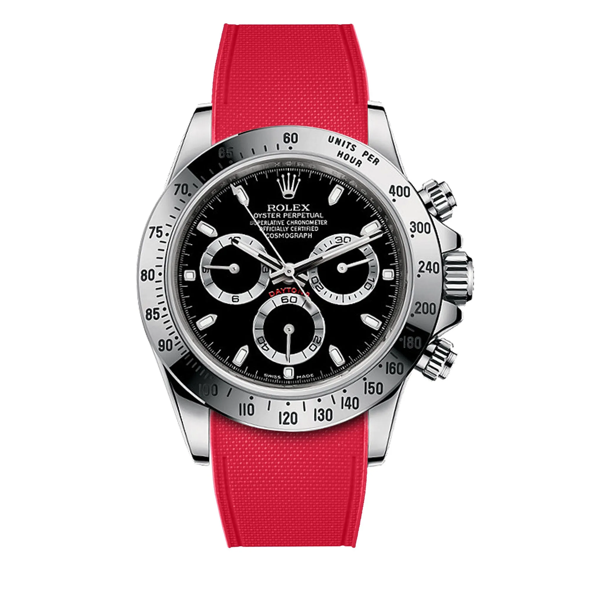 a??Rolex - R Strap Premium a?? Cordura pattern rubber watch band for Daytona & Oyster bracelet