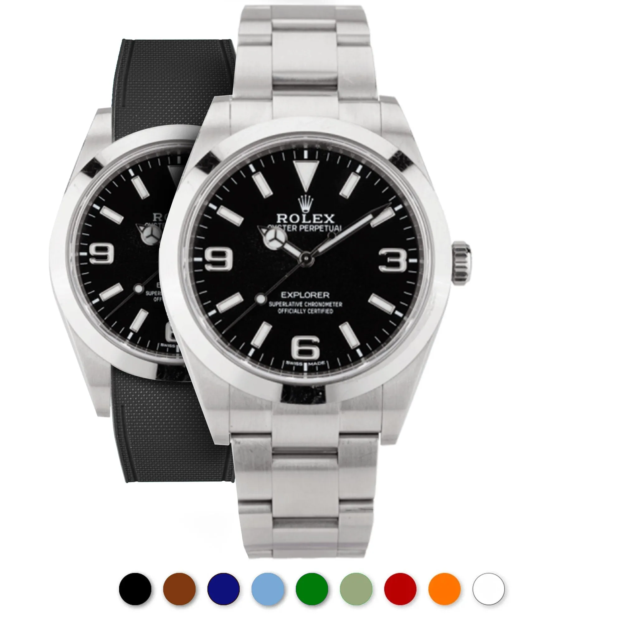 a??Rolex - R Strap Premium a?? Cordura pattern rubber watch band for Explorer I 39mm  ref. 214270& Oyster bracelet