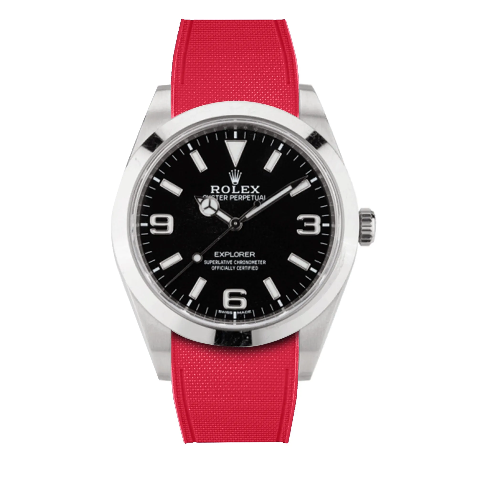 a??Rolex - R Strap Premium a?? Cordura pattern rubber watch band for Explorer I 39mm  ref. 214270& Oyster bracelet