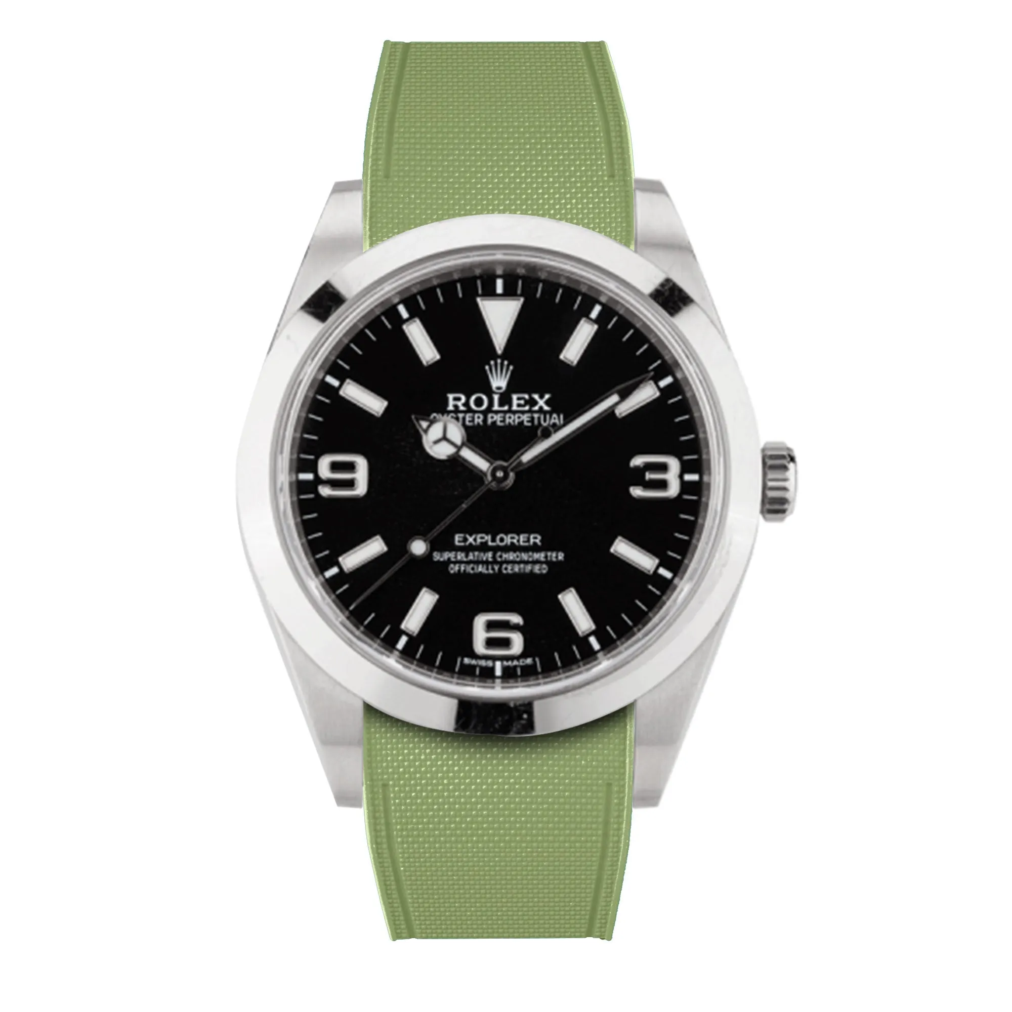 a??Rolex - R Strap Premium a?? Cordura pattern rubber watch band for Explorer I 39mm  ref. 214270& Oyster bracelet