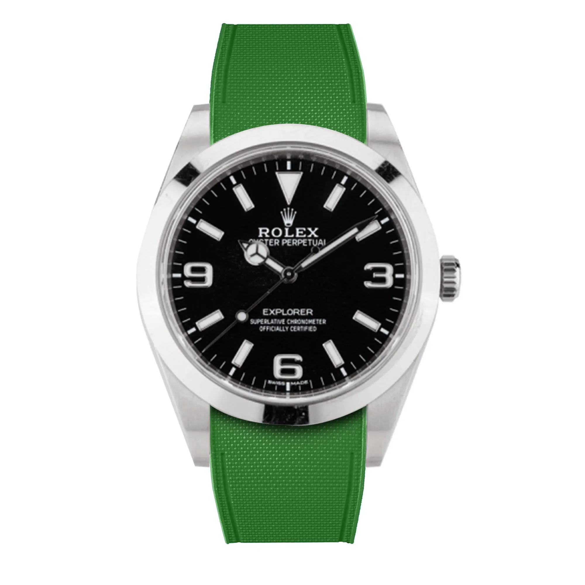 a??Rolex - R Strap Premium a?? Cordura pattern rubber watch band for Explorer I 39mm  ref. 214270& Oyster bracelet