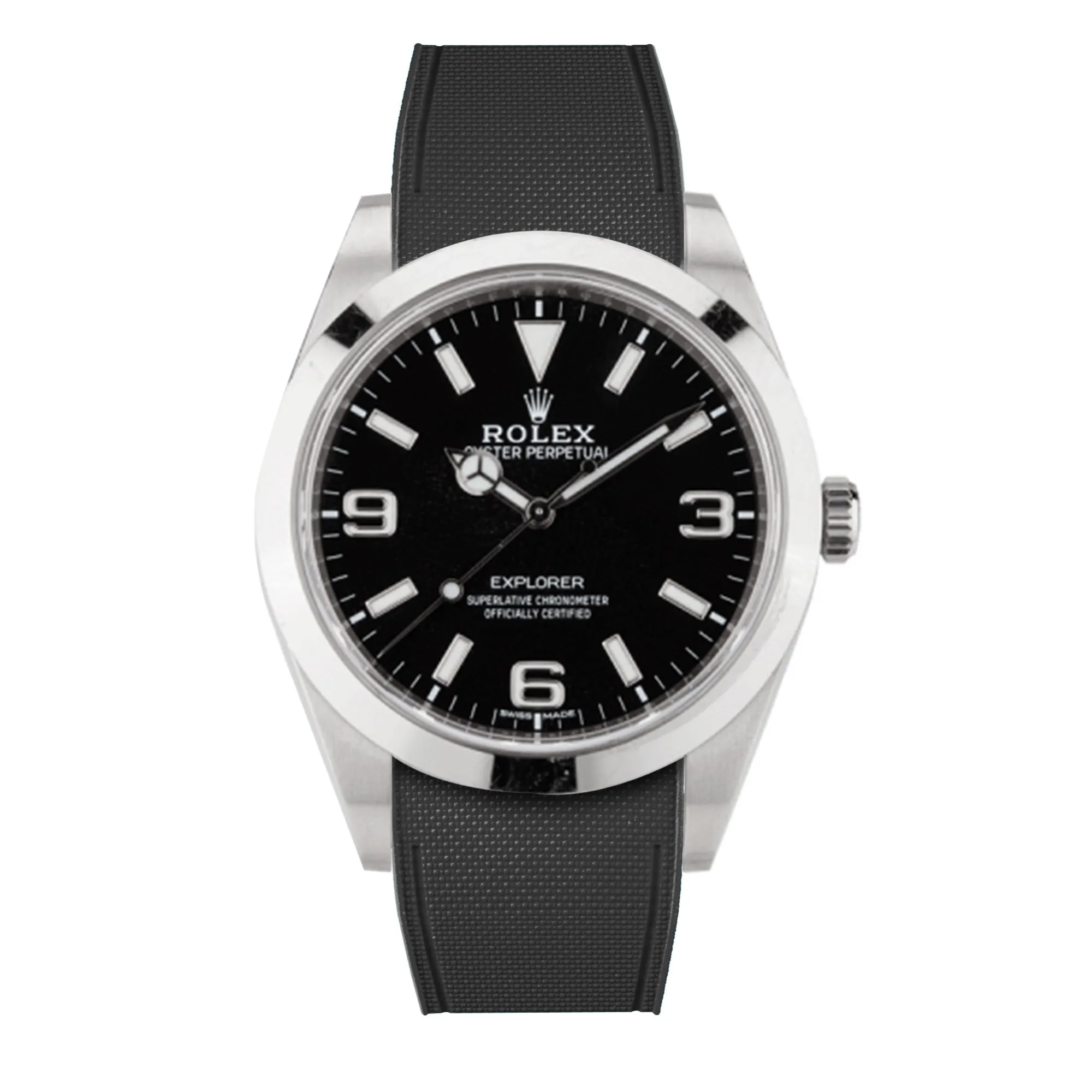 a??Rolex - R Strap Premium a?? Cordura pattern rubber watch band for Explorer I 39mm  ref. 214270& Oyster bracelet