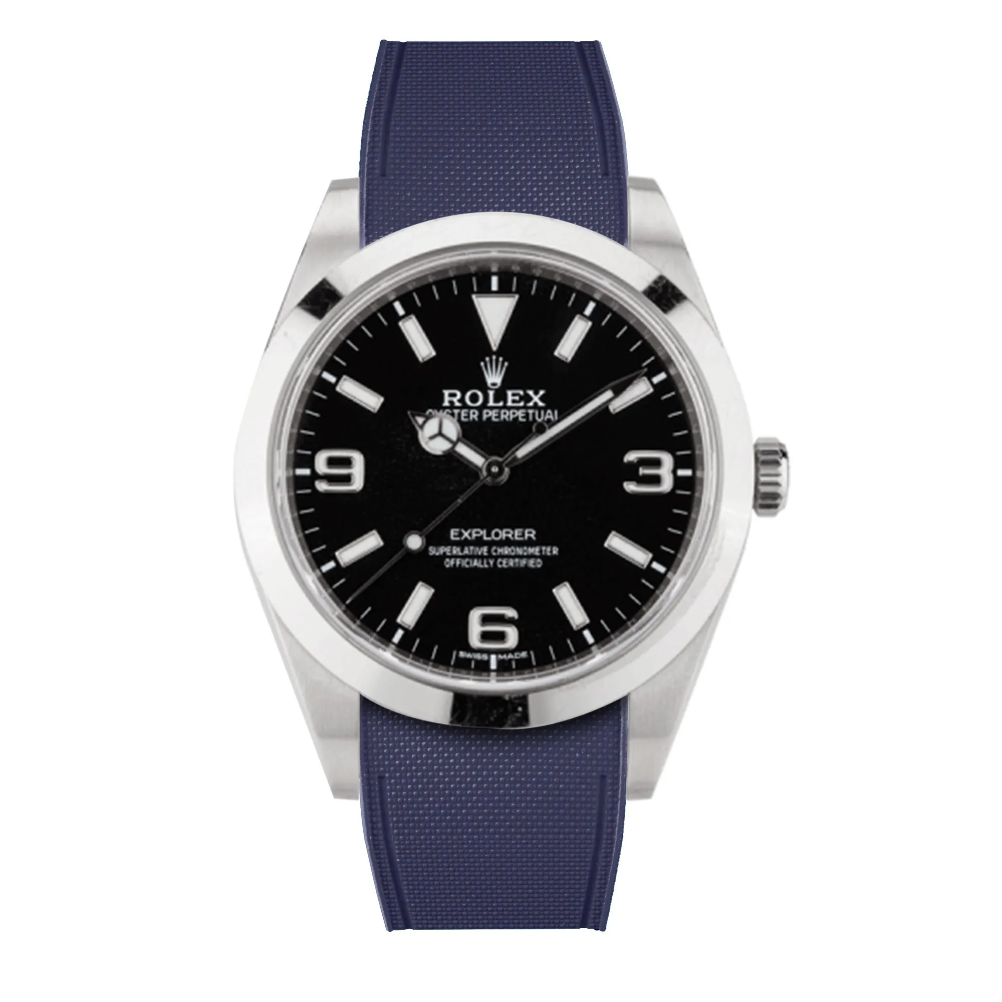 a??Rolex - R Strap Premium a?? Cordura pattern rubber watch band for Explorer I 39mm  ref. 214270& Oyster bracelet