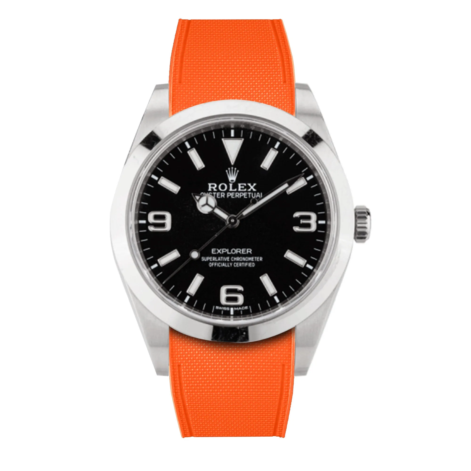 a??Rolex - R Strap Premium a?? Cordura pattern rubber watch band for Explorer I 39mm  ref. 214270& Oyster bracelet