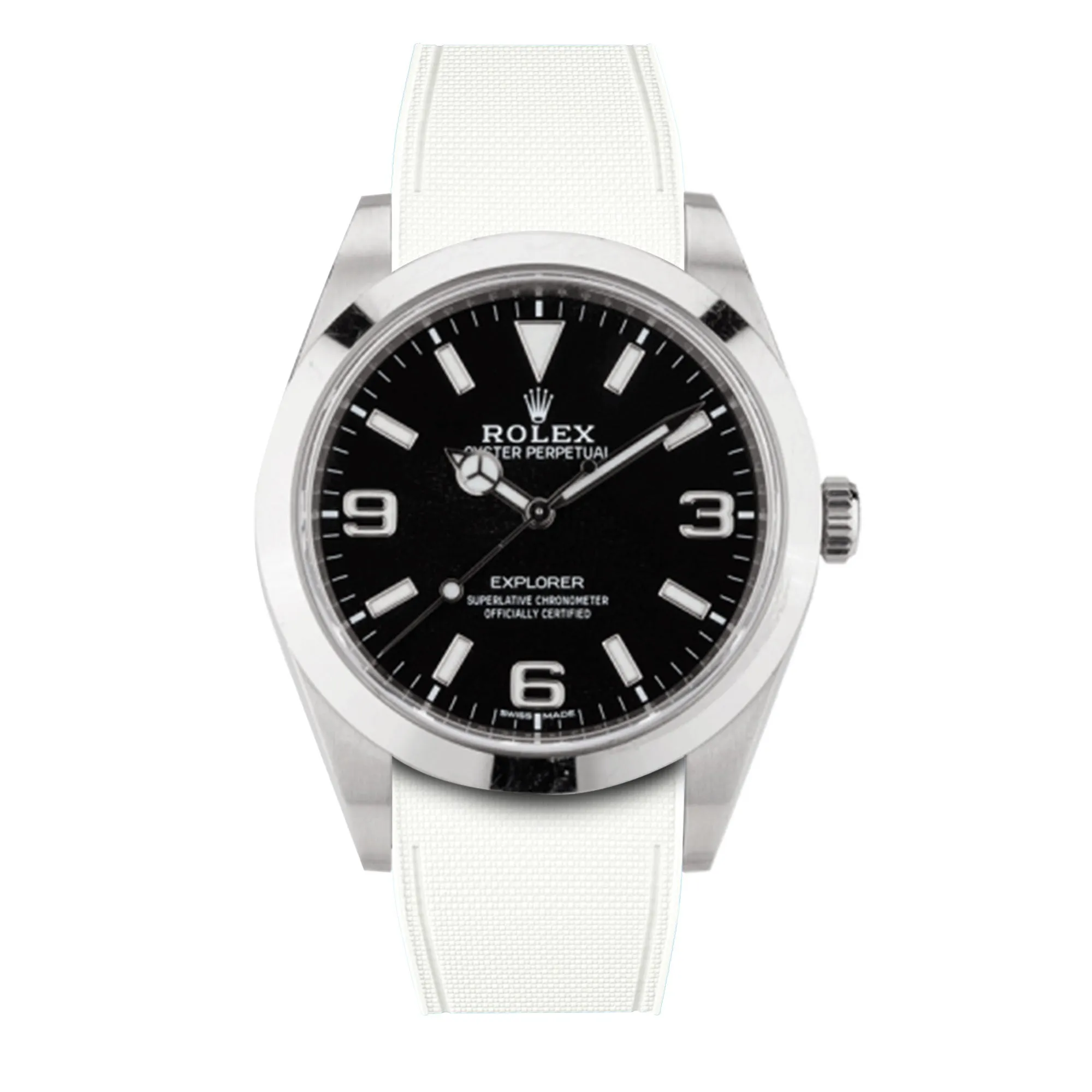 a??Rolex - R Strap Premium a?? Cordura pattern rubber watch band for Explorer I 39mm  ref. 214270& Oyster bracelet