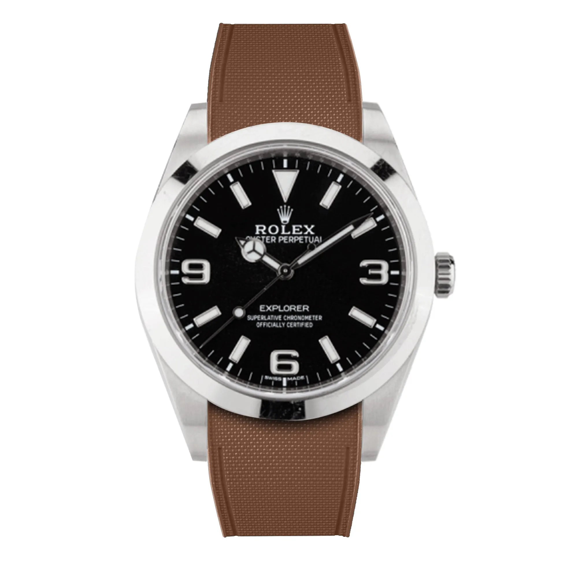 a??Rolex - R Strap Premium a?? Cordura pattern rubber watch band for Explorer I 39mm  ref. 214270& Oyster bracelet