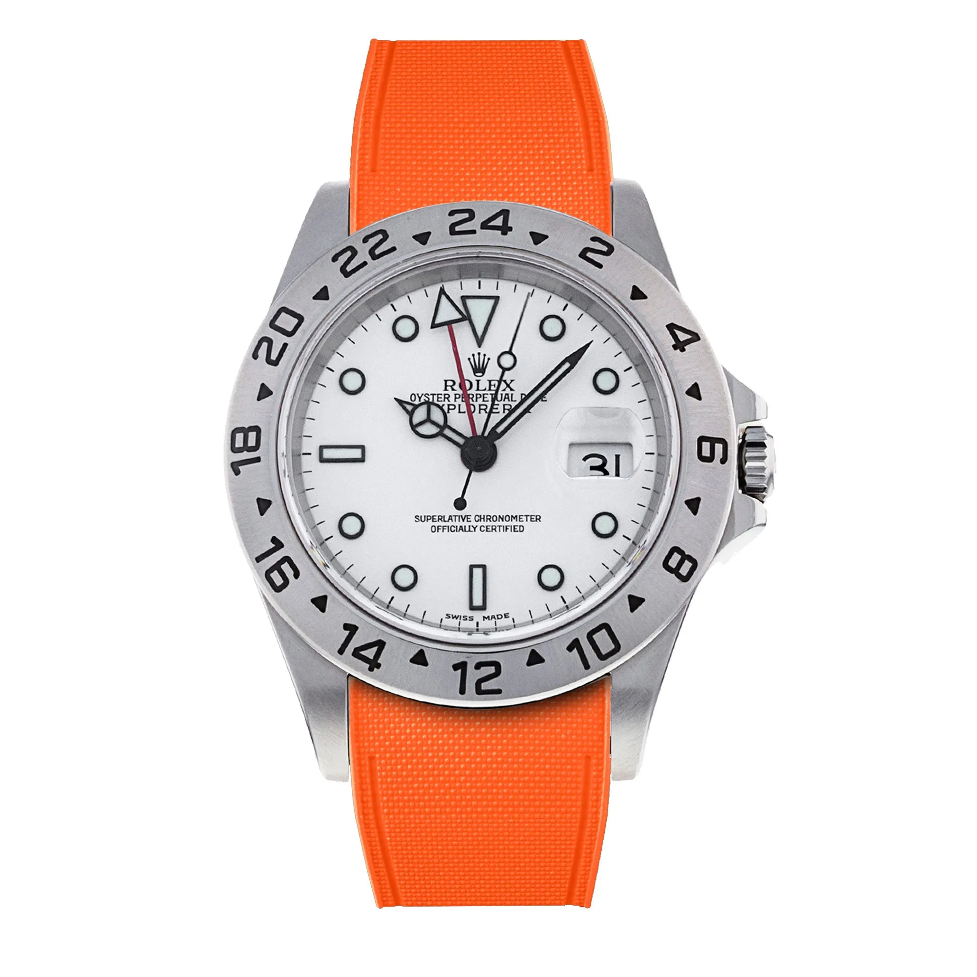 a??Rolex - R Strap Premium a?? Cordura pattern rubber watch band for Explorer II 40mm (16570) & Oyster bracelet