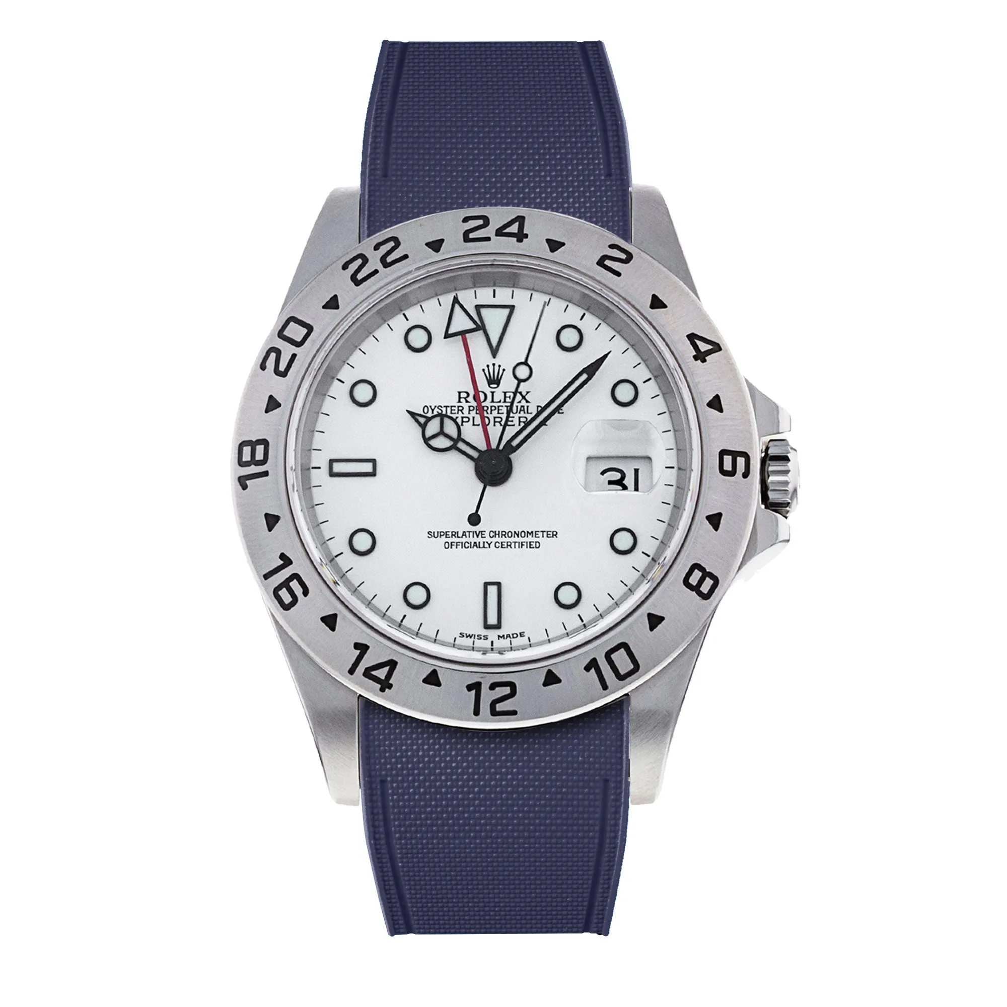 a??Rolex - R Strap Premium a?? Cordura pattern rubber watch band for Explorer II 40mm (16570) & Oyster bracelet