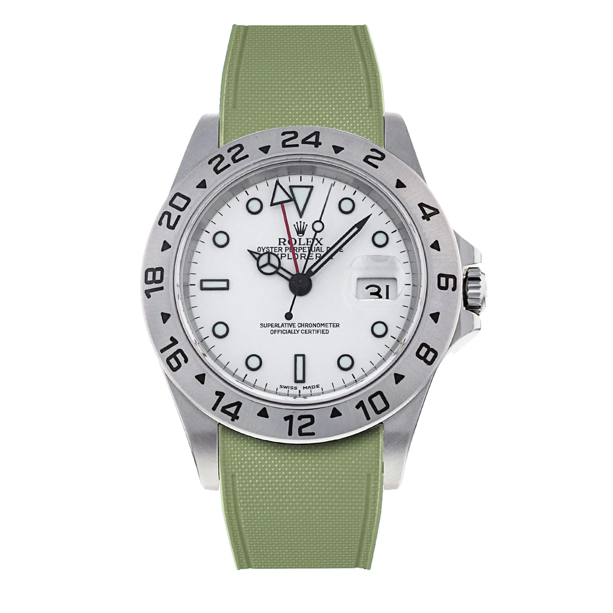 a??Rolex - R Strap Premium a?? Cordura pattern rubber watch band for Explorer II 40mm (16570) & Oyster bracelet