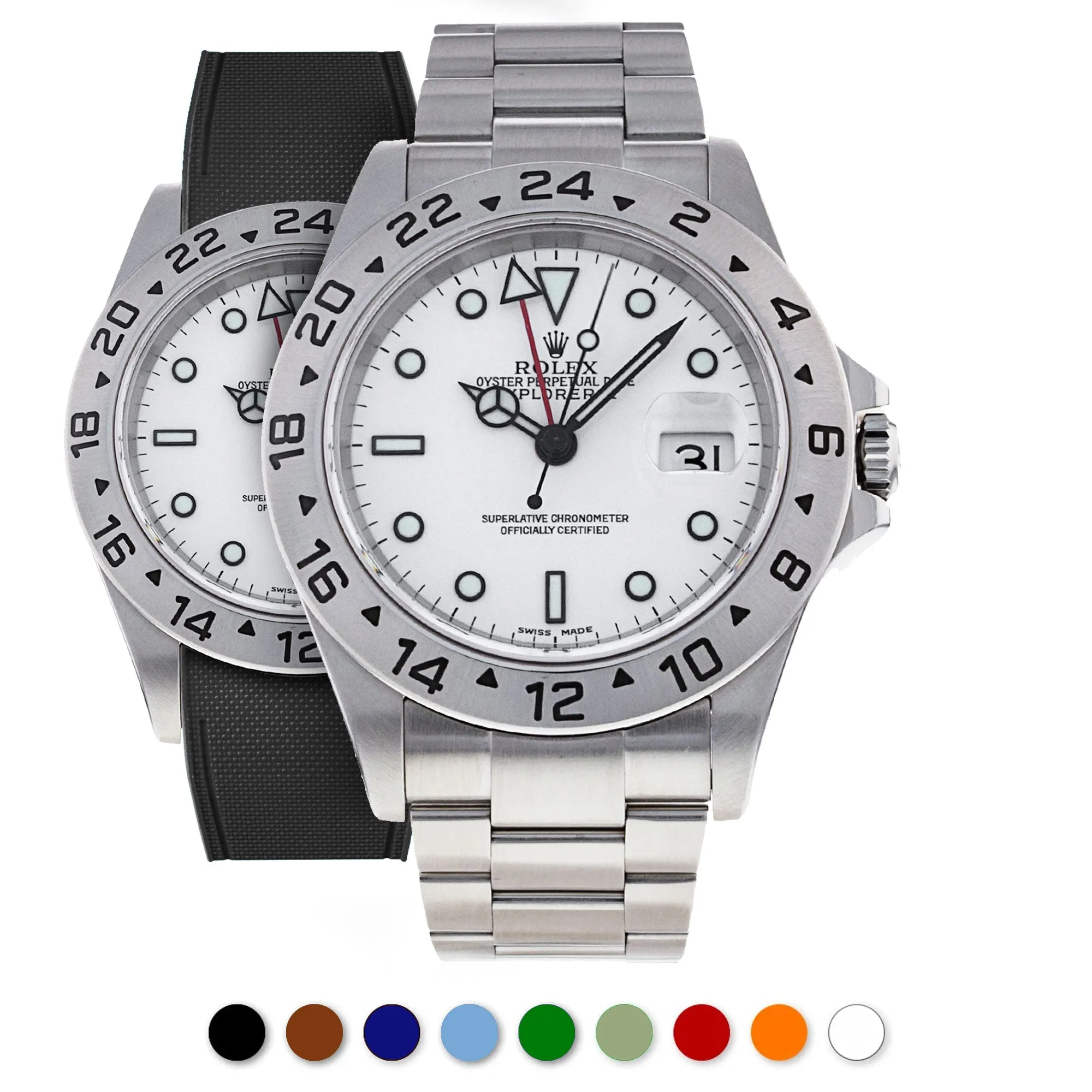 a??Rolex - R Strap Premium a?? Cordura pattern rubber watch band for Explorer II 40mm (16570) & Oyster bracelet