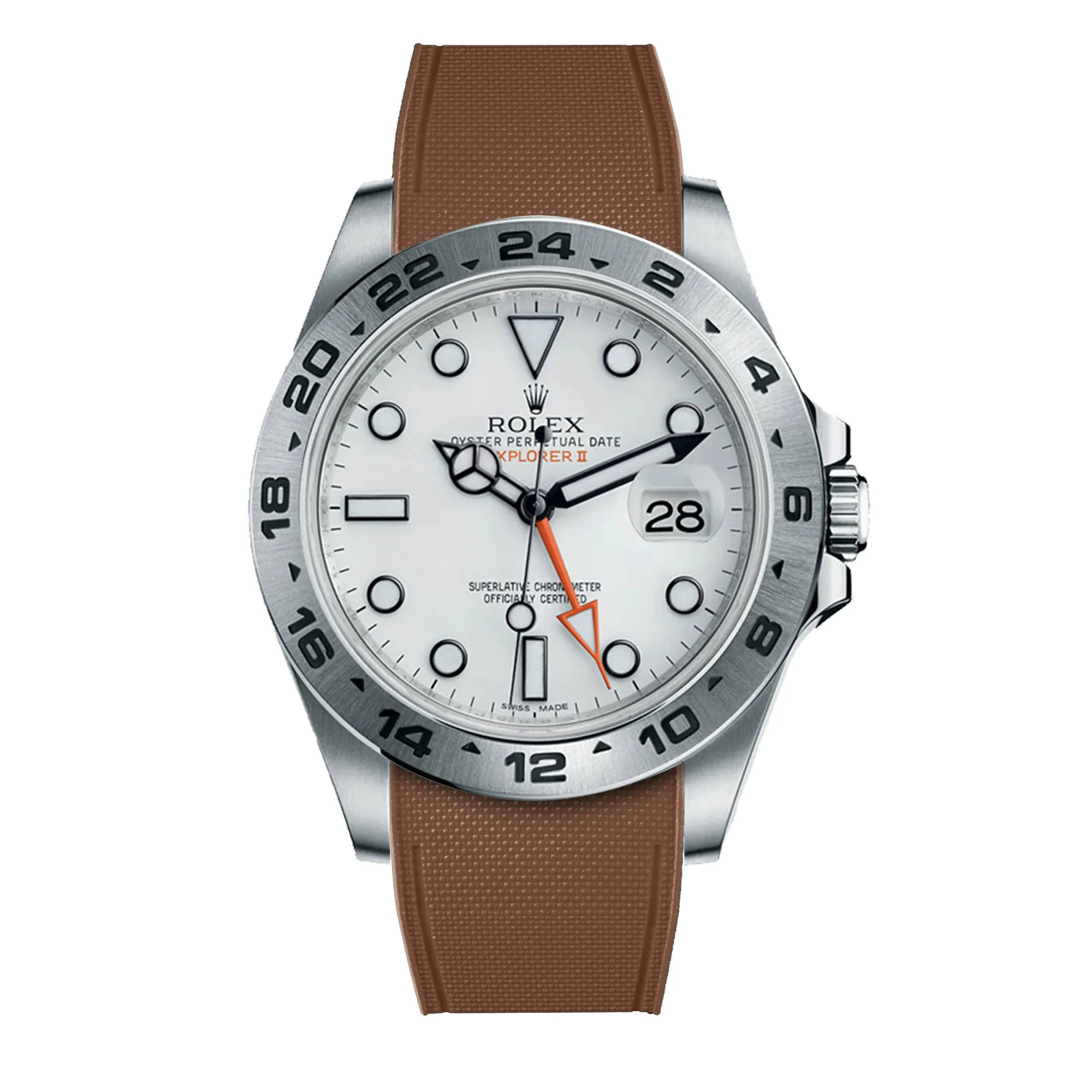 a??Rolex - R Strap Premium a?? Cordura pattern rubber watch band for Explorer II 42mm (216570) & Oyster bracelet