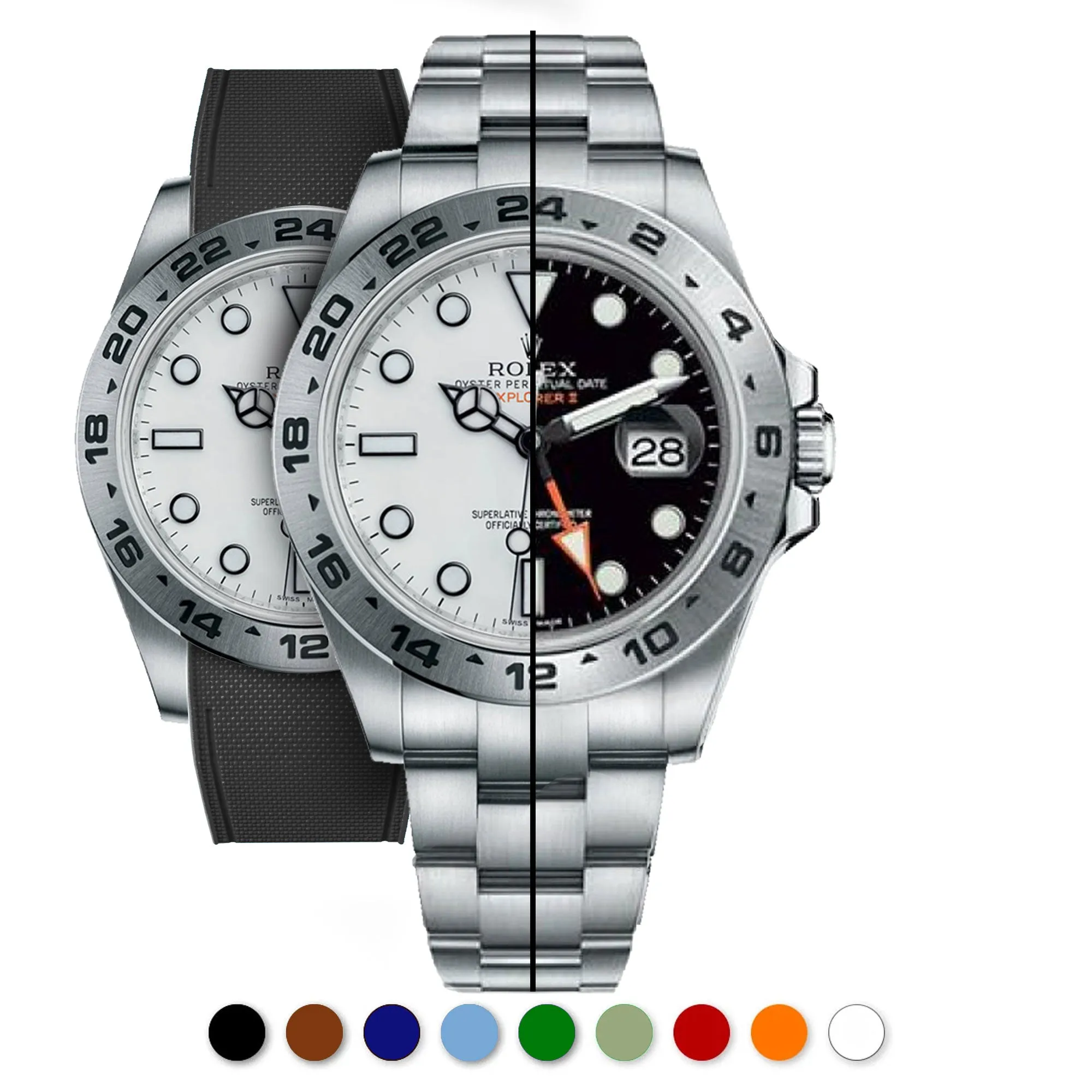 a??Rolex - R Strap Premium a?? Cordura pattern rubber watch band for Explorer II 42mm (216570) & Oyster bracelet