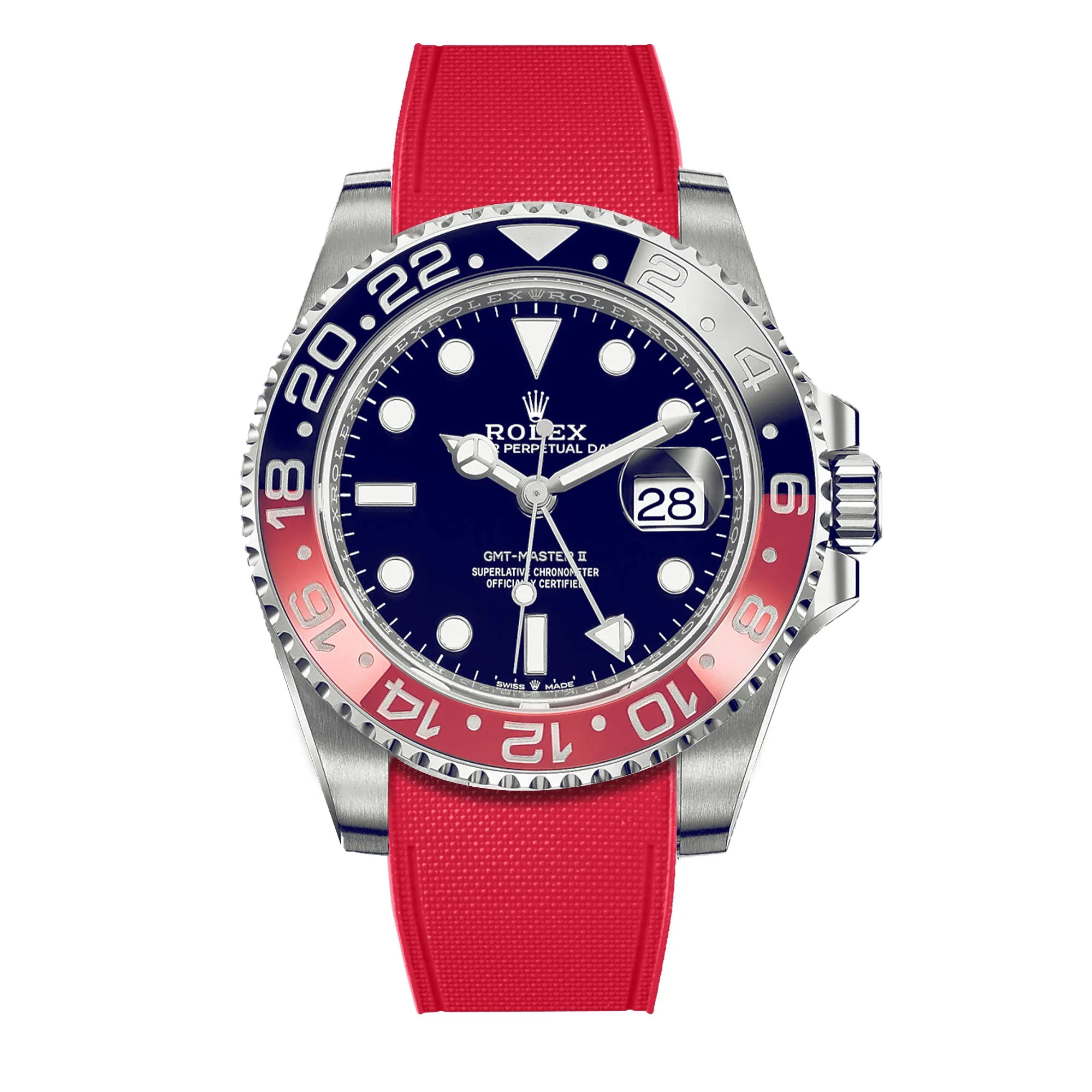 a??Rolex - R Strap Premium a?? Cordura pattern rubber watch band for GMT Master II ceramic & Jubilee strap