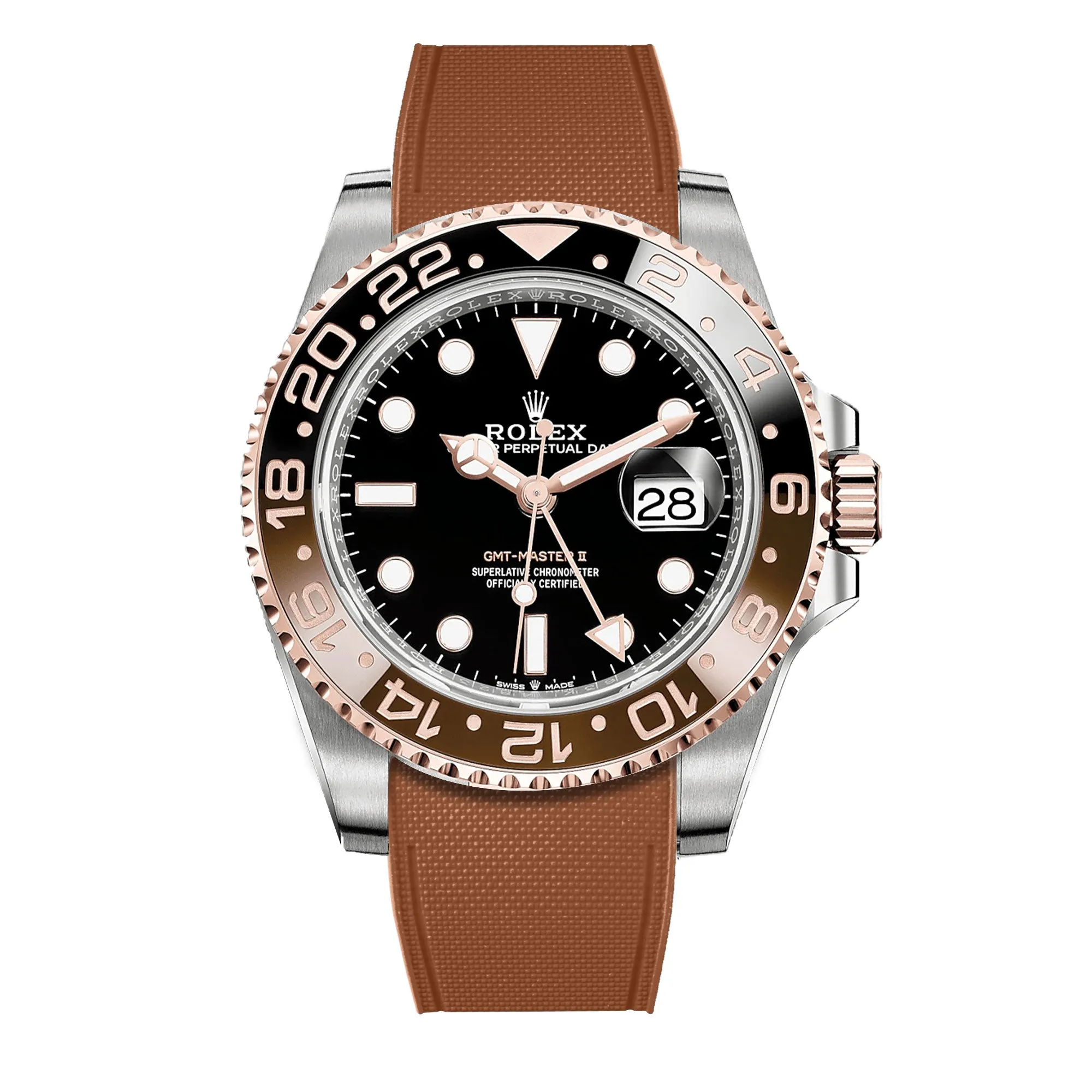 a??Rolex - R Strap Premium a?? Cordura pattern rubber watch band for GMT Master II ceramic & Jubilee strap