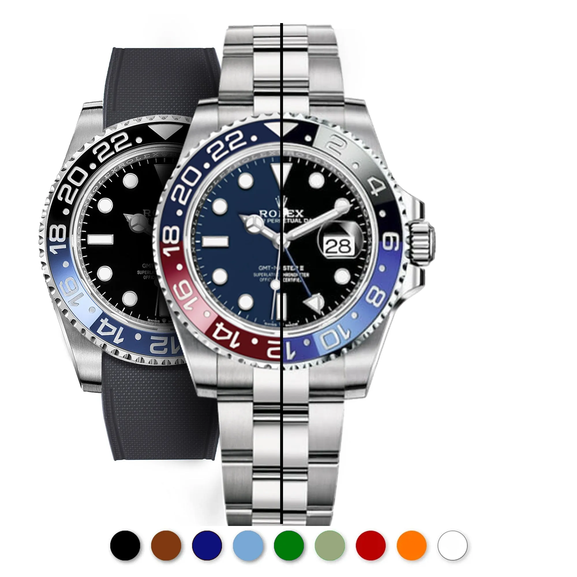 a??Rolex - R Strap Premium a?? Cordura pattern rubber watch band for GMT Master II ceramic & Oyster bracelet