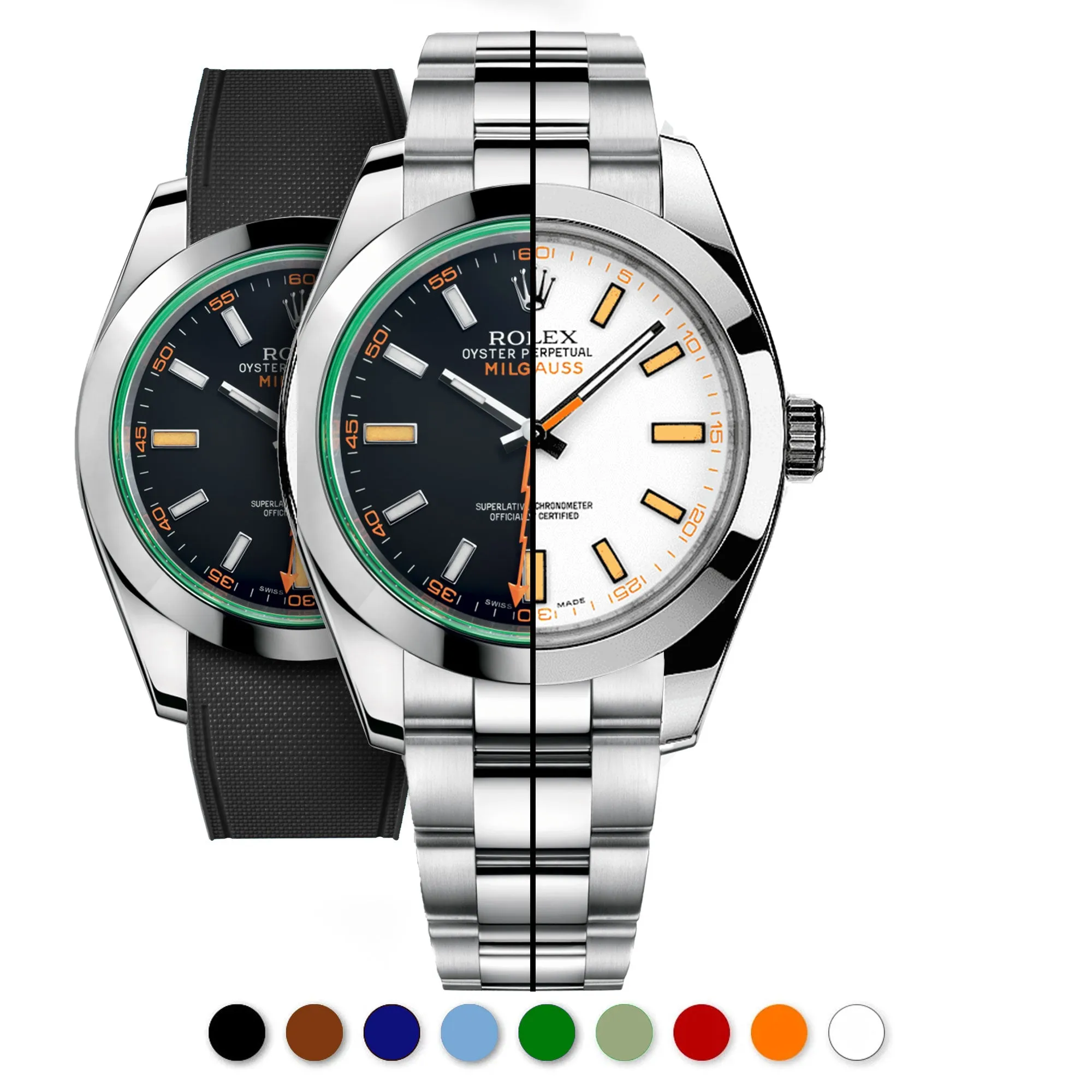 a??Rolex - R Strap Premium a?? Cordura pattern rubber watch band for Milgauss 40mm & Oyster bracelet