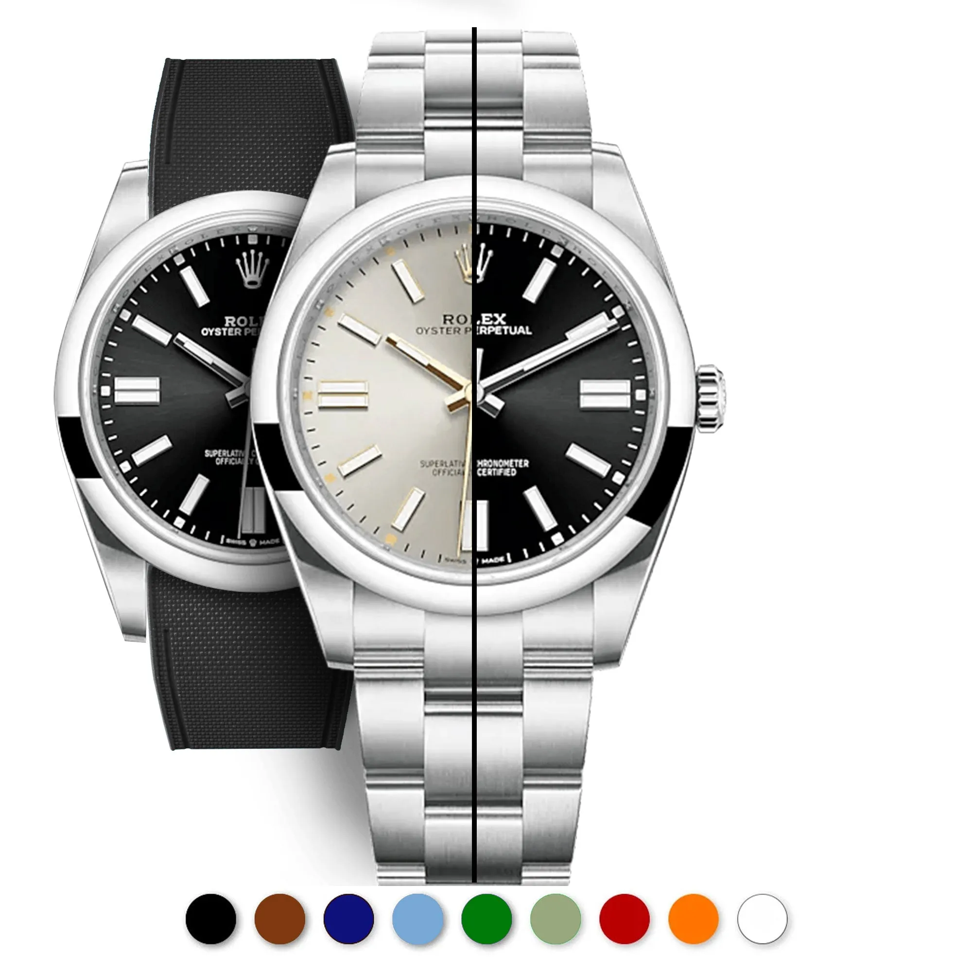 a??Rolex - R Strap Premium a?? Cordura pattern rubber watch band for Oyster Perpetual 41mm