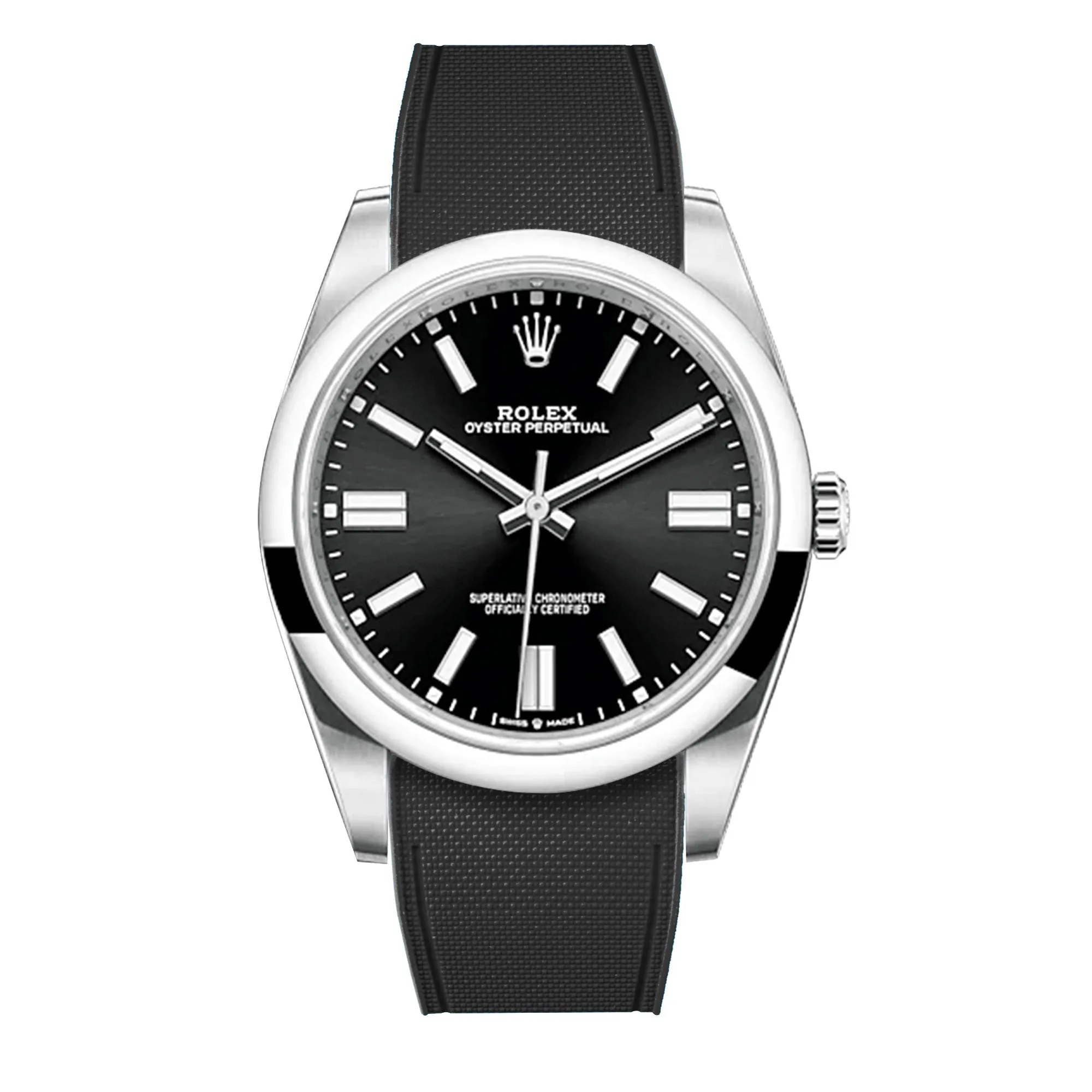 a??Rolex - R Strap Premium a?? Cordura pattern rubber watch band for Oyster Perpetual 41mm