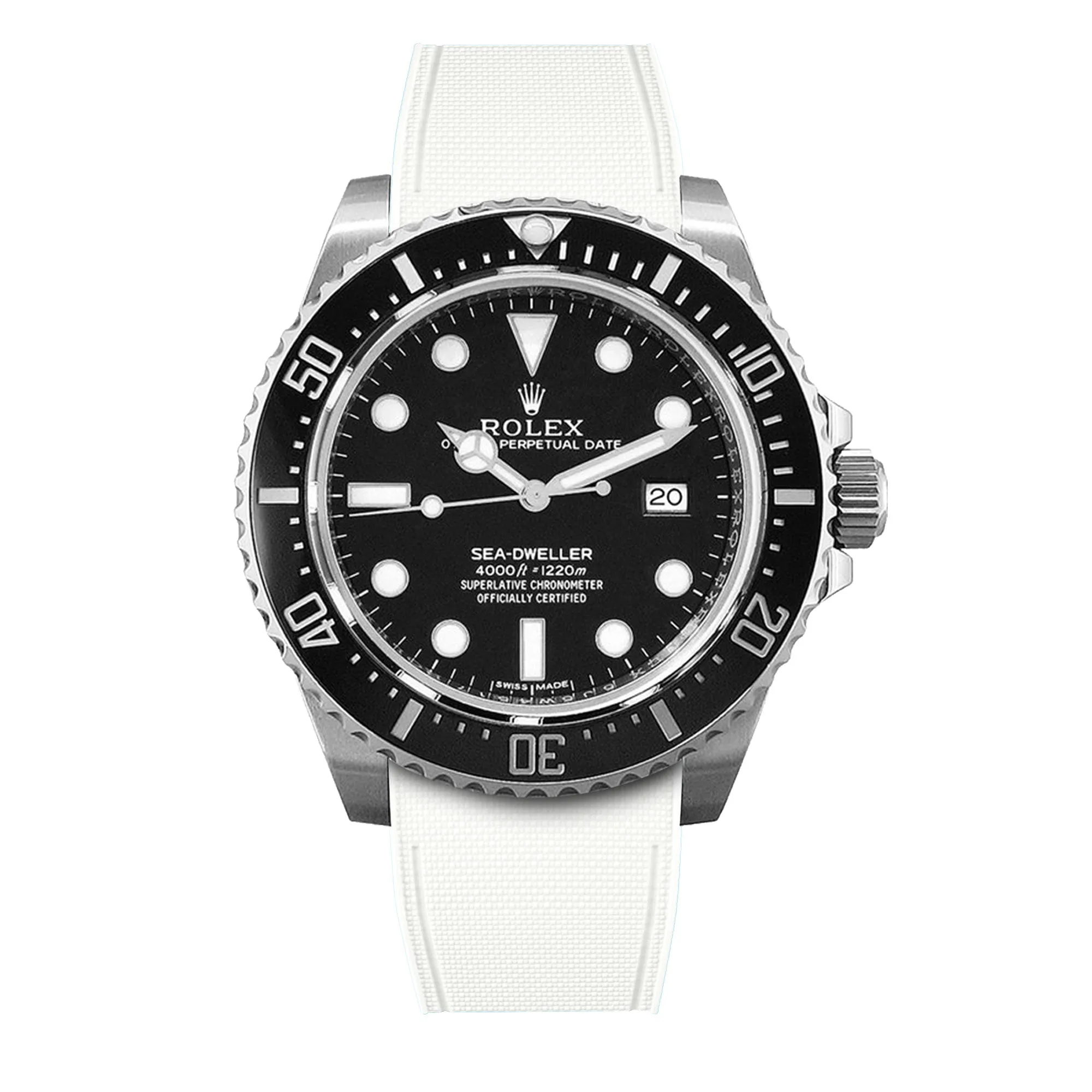 a??Rolex - R Strap Premium a?? Cordura pattern rubber watch band for Sea Dweller 4000, 40mm ceramic 116600 & Glidelock clasp.