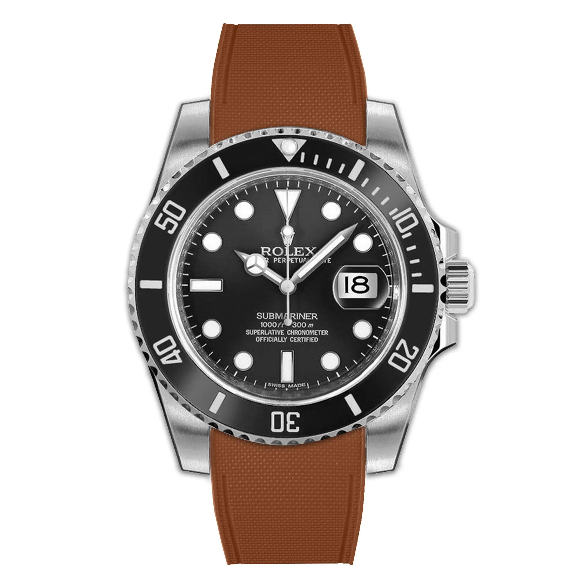 a??Rolex - R Strap Premium a?? Cordura pattern rubber watch band for ???Submariner 40mm ceramic (2010 - 2019) & Glidelock clasp.