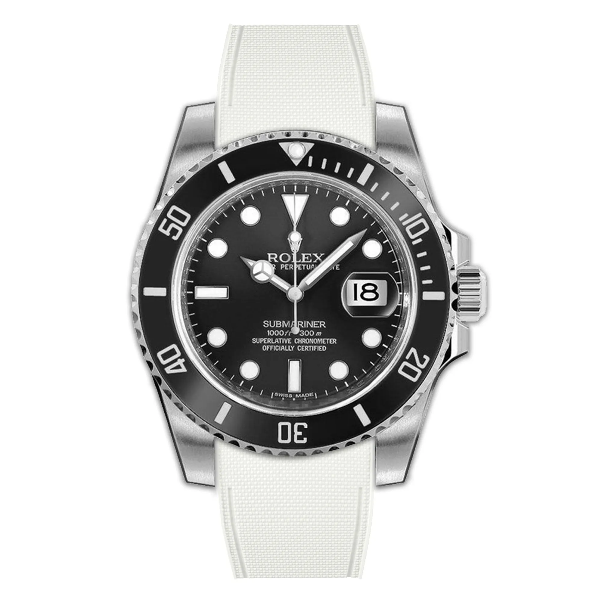 a??Rolex - R Strap Premium a?? Cordura pattern rubber watch band for ???Submariner 40mm ceramic (2010 - 2019) & Glidelock clasp.