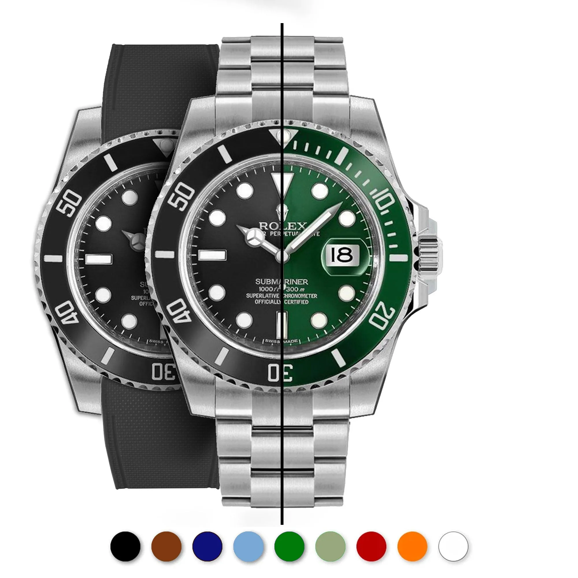 a??Rolex - R Strap Premium a?? Cordura pattern rubber watch band for ???Submariner 40mm ceramic (2010 - 2019) & Glidelock clasp.