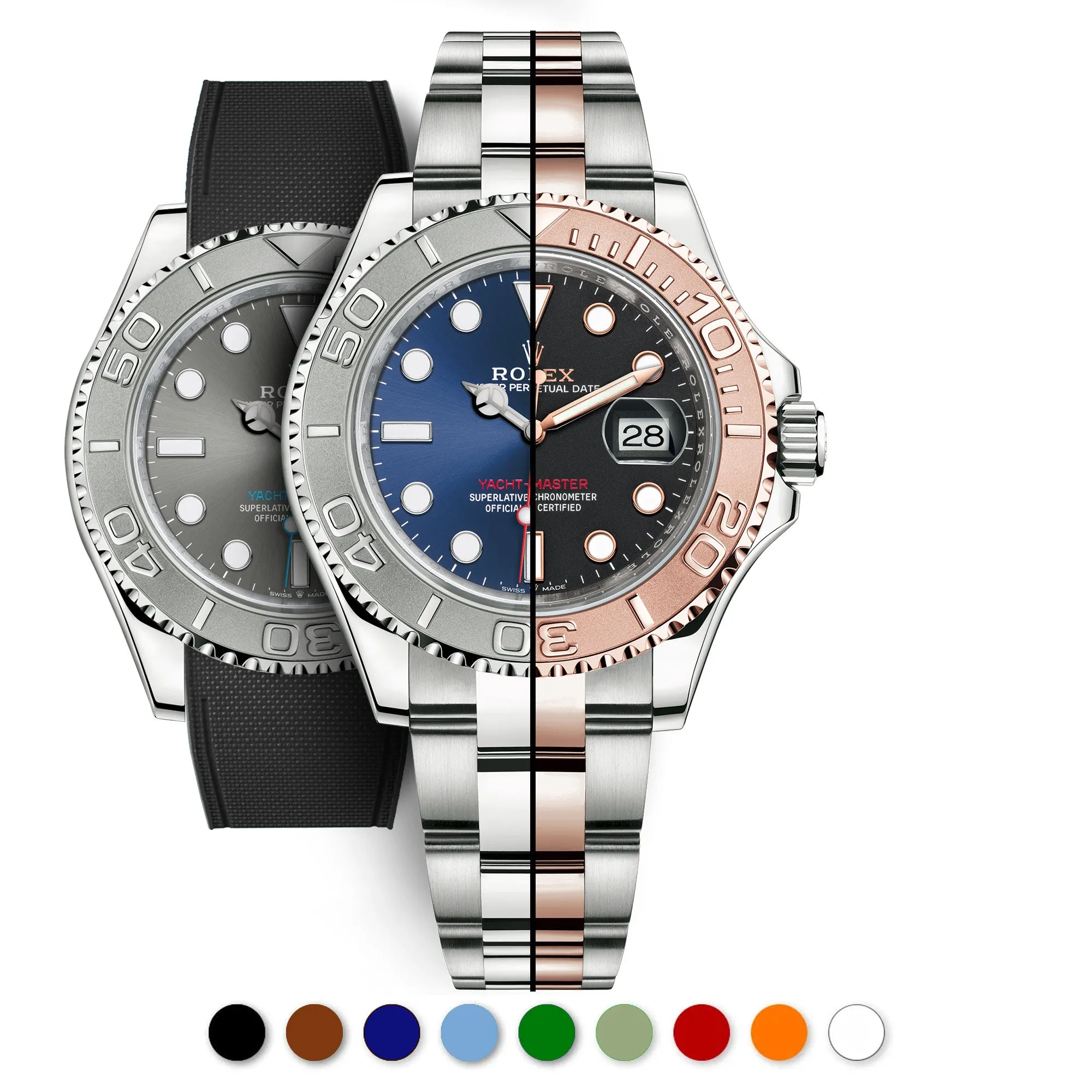 a??Rolex - R Strap Premium a?? Cordura pattern rubber watch band for Yachtmaster 40mm & Oyster bracelet