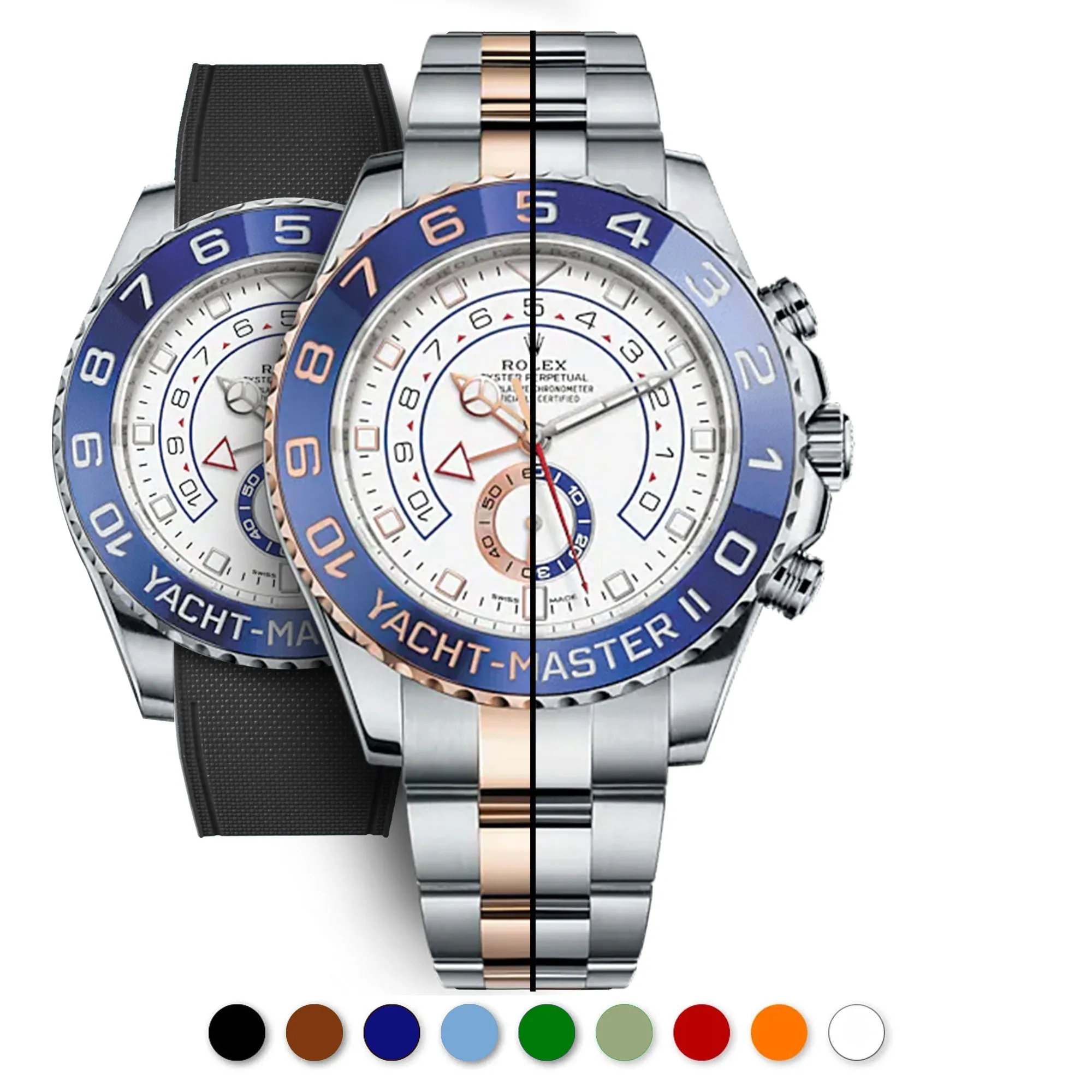 a??Rolex - R Strap Premium a?? Cordura pattern rubber watch band for Yachtmaster II 44mm & Oyster bracelet