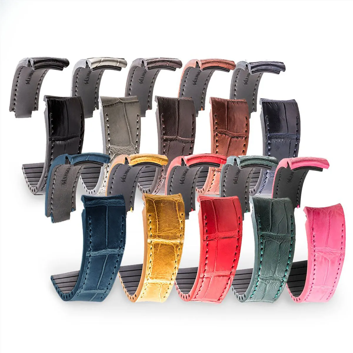 a??Rolex - R Strap premium leather watchstrap - Alligator / crocodile (black, grey, brown, blue, honey, red...)