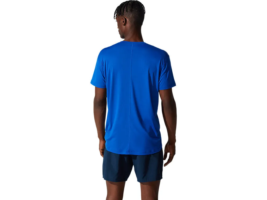 T-shirt bleu ASICS pour homme avec logo argenté